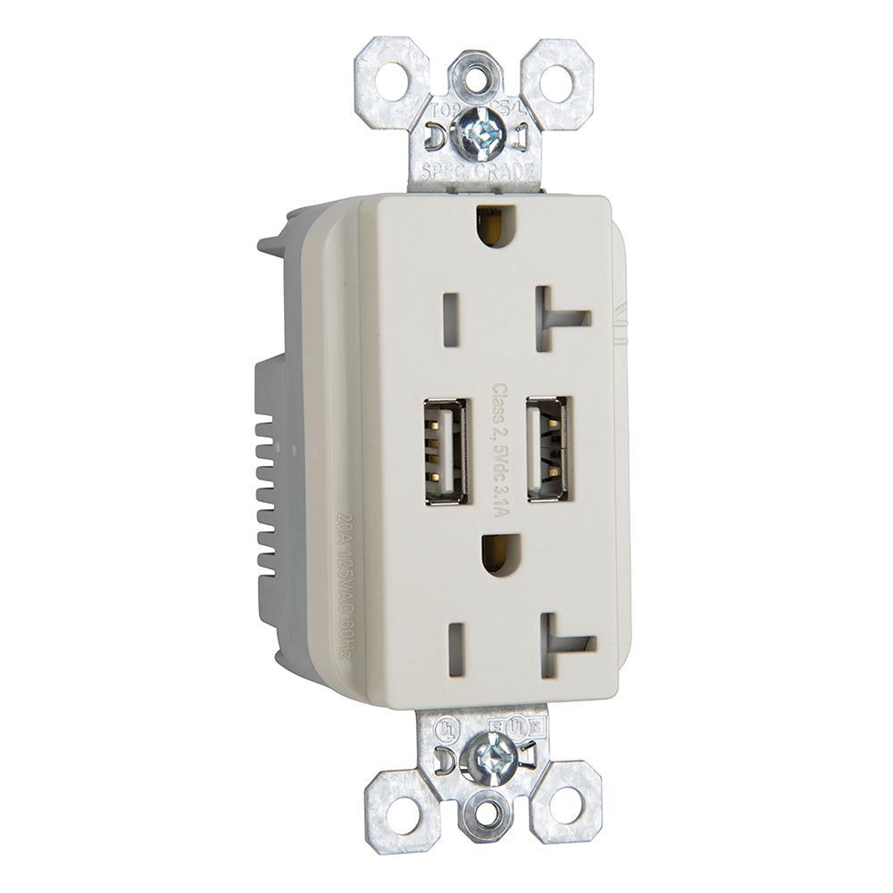 Pass & Seymour® TR5362USBLA Receptacles & USB Ports