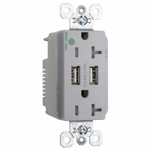 Pass & Seymour® TR8300HUSBGRY Receptacles & USB Ports
