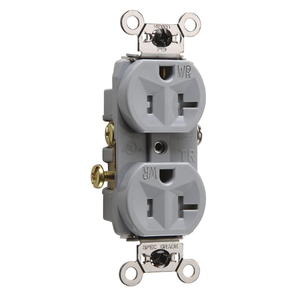 Pass & Seymour® WR20TRGRY Straight Blade Receptacles