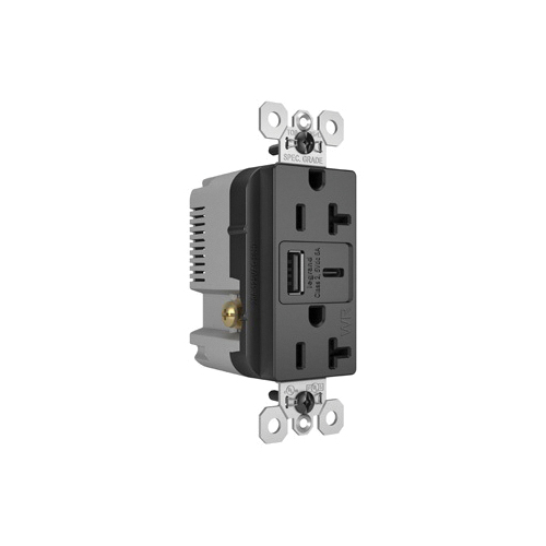 Pass & Seymour® WRTR20USBAC6BK Receptacles & USB Ports