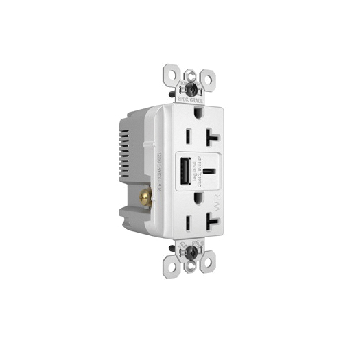 Pass & Seymour® WRTR20USBAC6W Receptacles & USB Ports