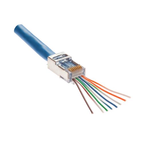 Platinum Tools® EZ-RJ-45® EZ!™ 202020J Shielded Internal Ground Connector, RJ-45 Connector, 0.26 in OD Solid/Stranded Cable, Cat 5e/6