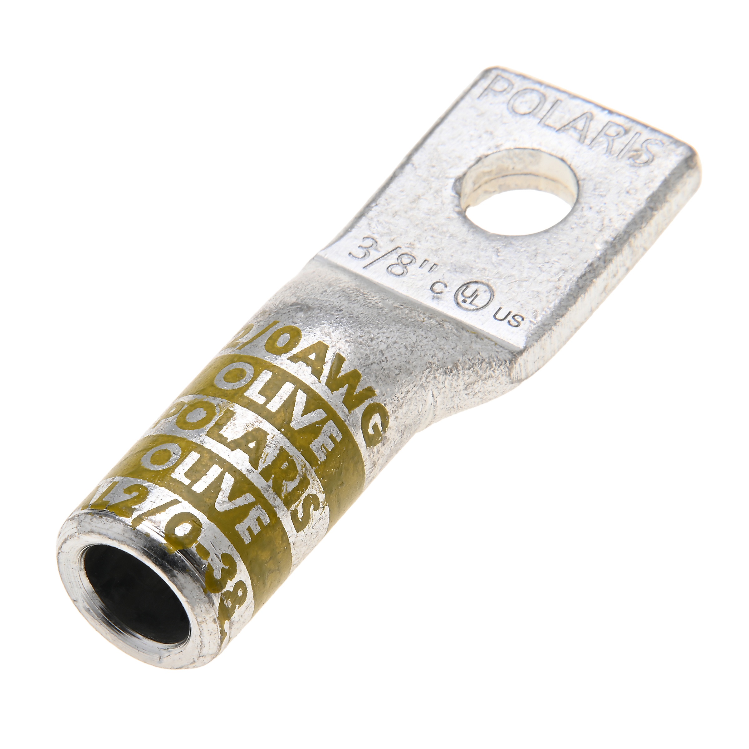 Polaris® AL2/0-38 1-Hole Compression Lug, 2/0 AWG Stranded Conductor, 3/8 in Stud, Aluminum