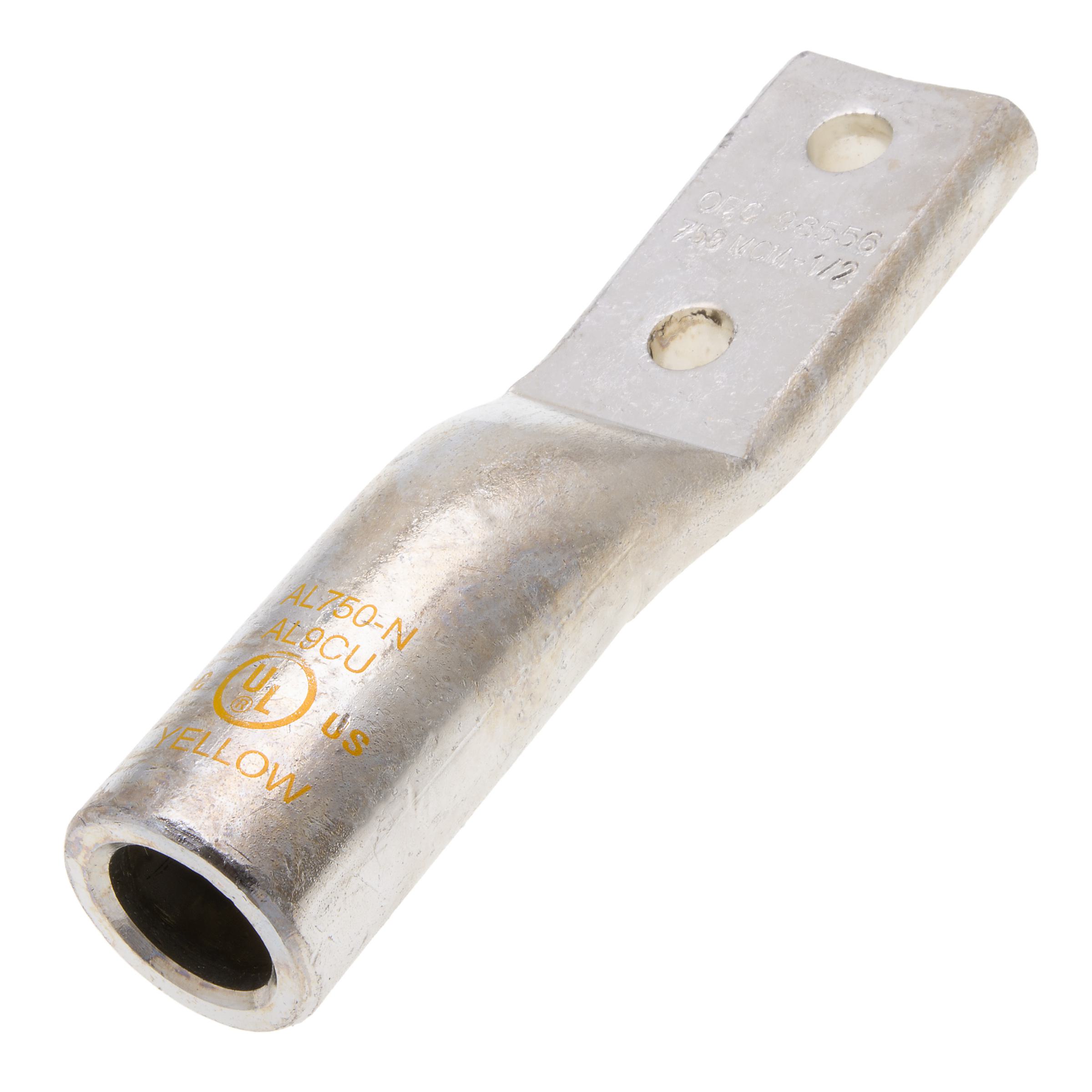 Polaris® AL750N 2-Hole Compression Lug, 750 kcmil Stranded Conductor, 1/2 in Stud, Aluminum