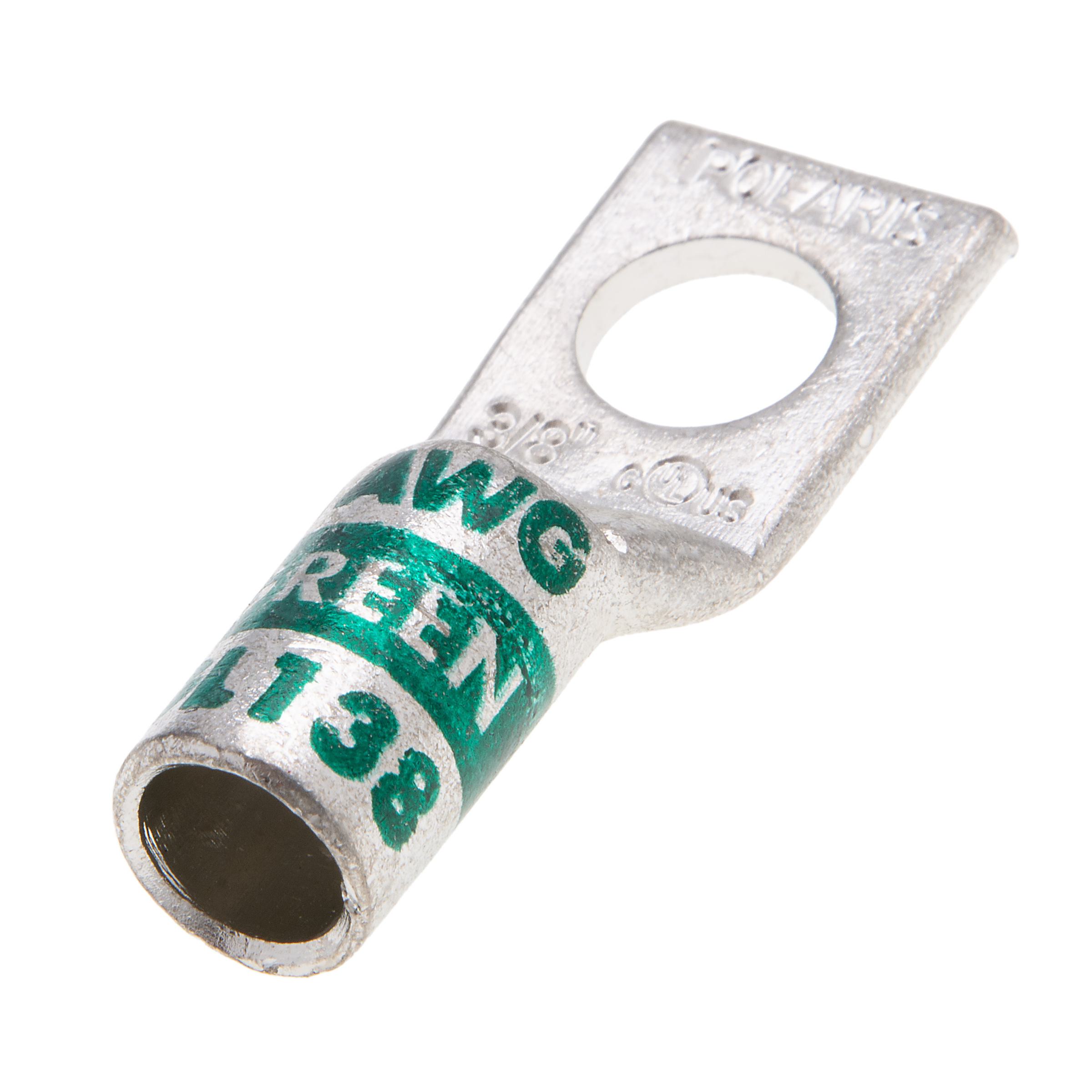 Polaris® GL138 1-Hole Compression Lug With Peep Hole, 1/0 AWG Stranded Conductor, 3/8 in Stud, Copper