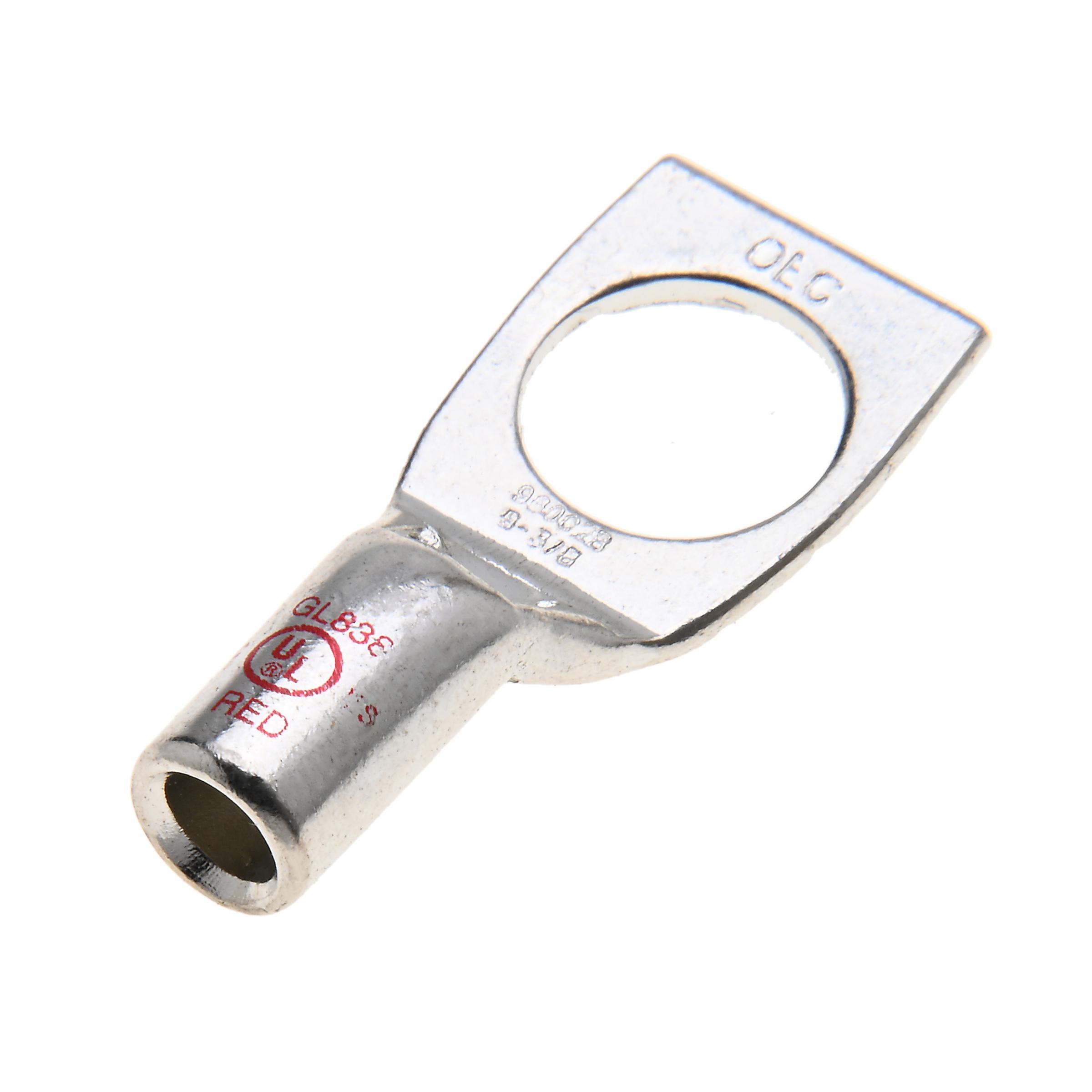 Polaris® GL838 GL Series 1-Hole Compression Lug With Peep Hole, 8 AWG Stranded Conductor, 3/8 in Stud, Tin Plated Copper