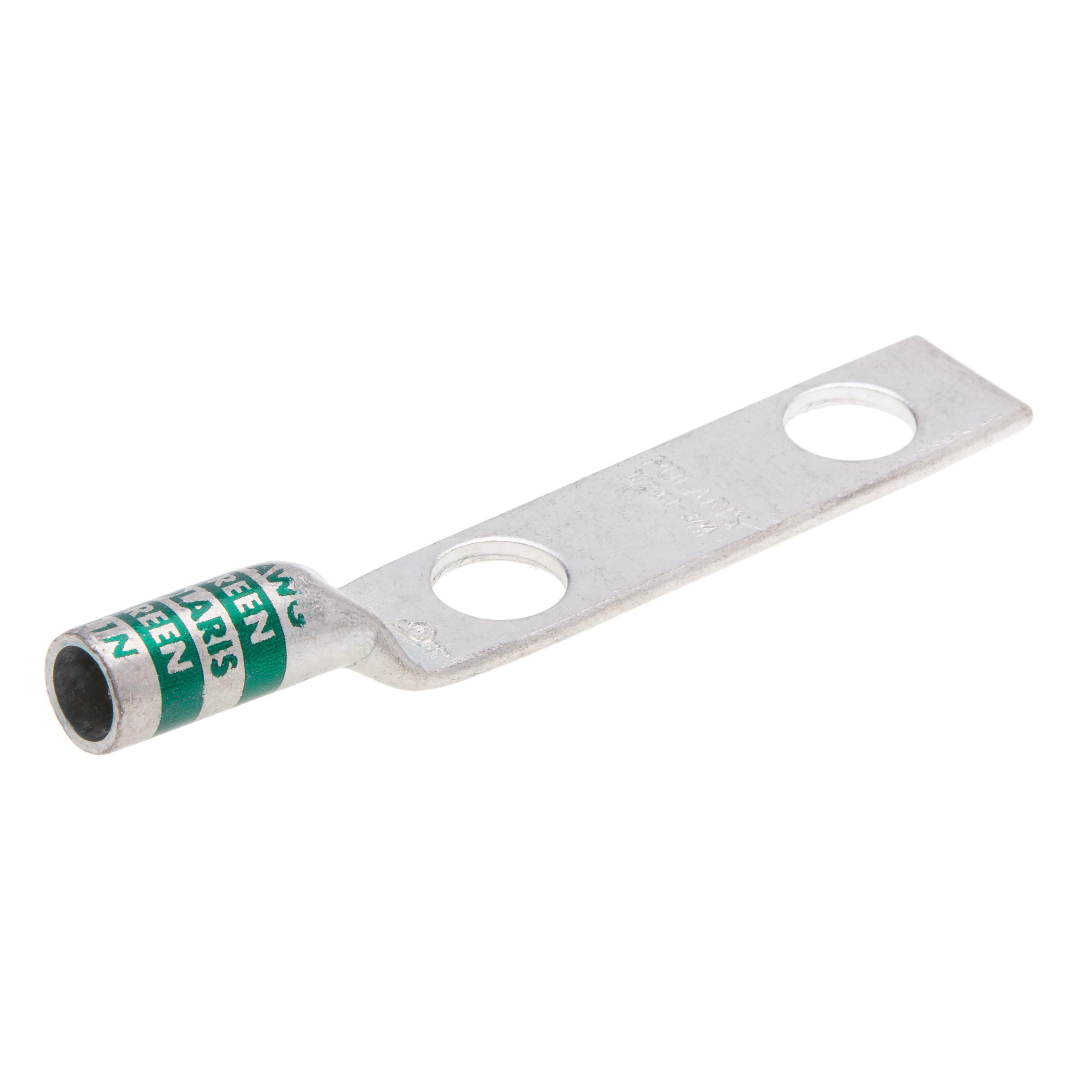 Polaris® L1N 2-Hole Compression Lug, 1/0 AWG Stranded Conductor, 1/2 in Stud, Copper