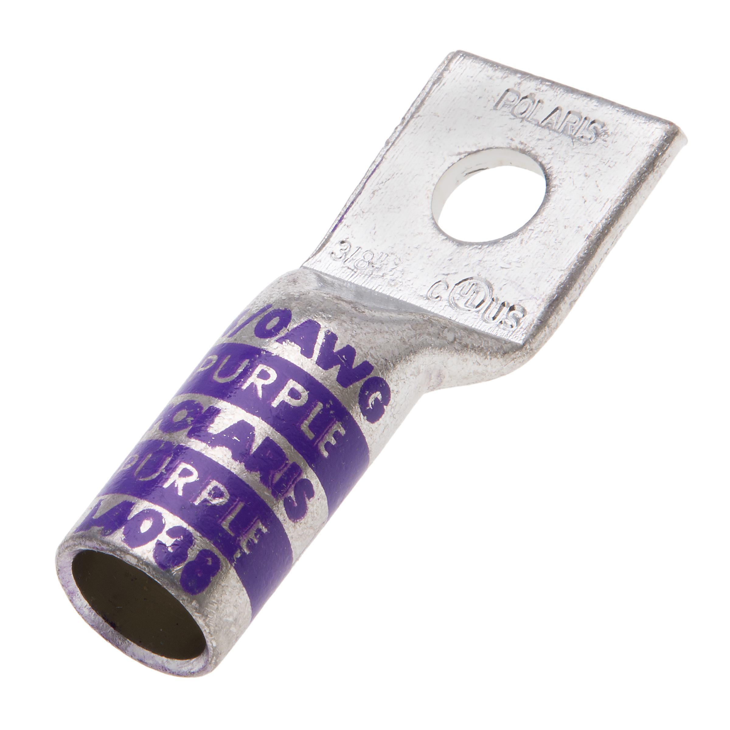 Polaris® L4038 L Series 1-Hole Compression Lug, 4/0 AWG Stranded Conductor, 3/8 in Stud, Tin Plated Copper