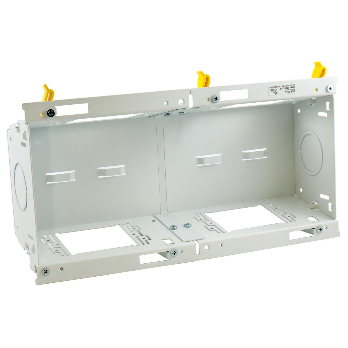 Hubbell Wiring Device-Kellems netSELECT® NSAV124M 4-Gang Folded Metallic Standard In-Wall Enclosure, 7.92 in L x 7.92 in W x 3.37 in D, Steel