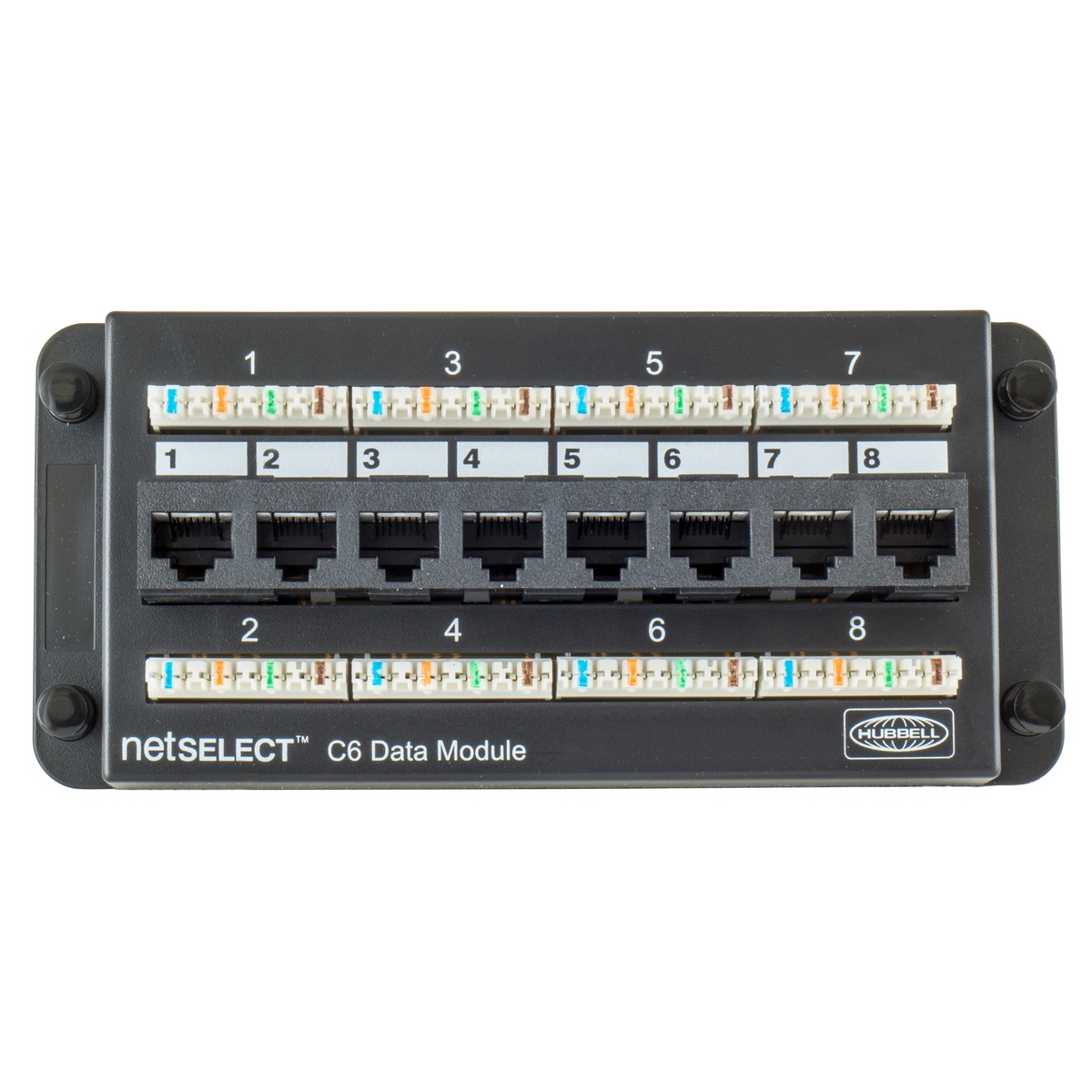Hubbell Wiring Device-Kellems netSELECT® NSODM8C6 8-Port Cat 6 Standard Data Module, RJ45 Connection