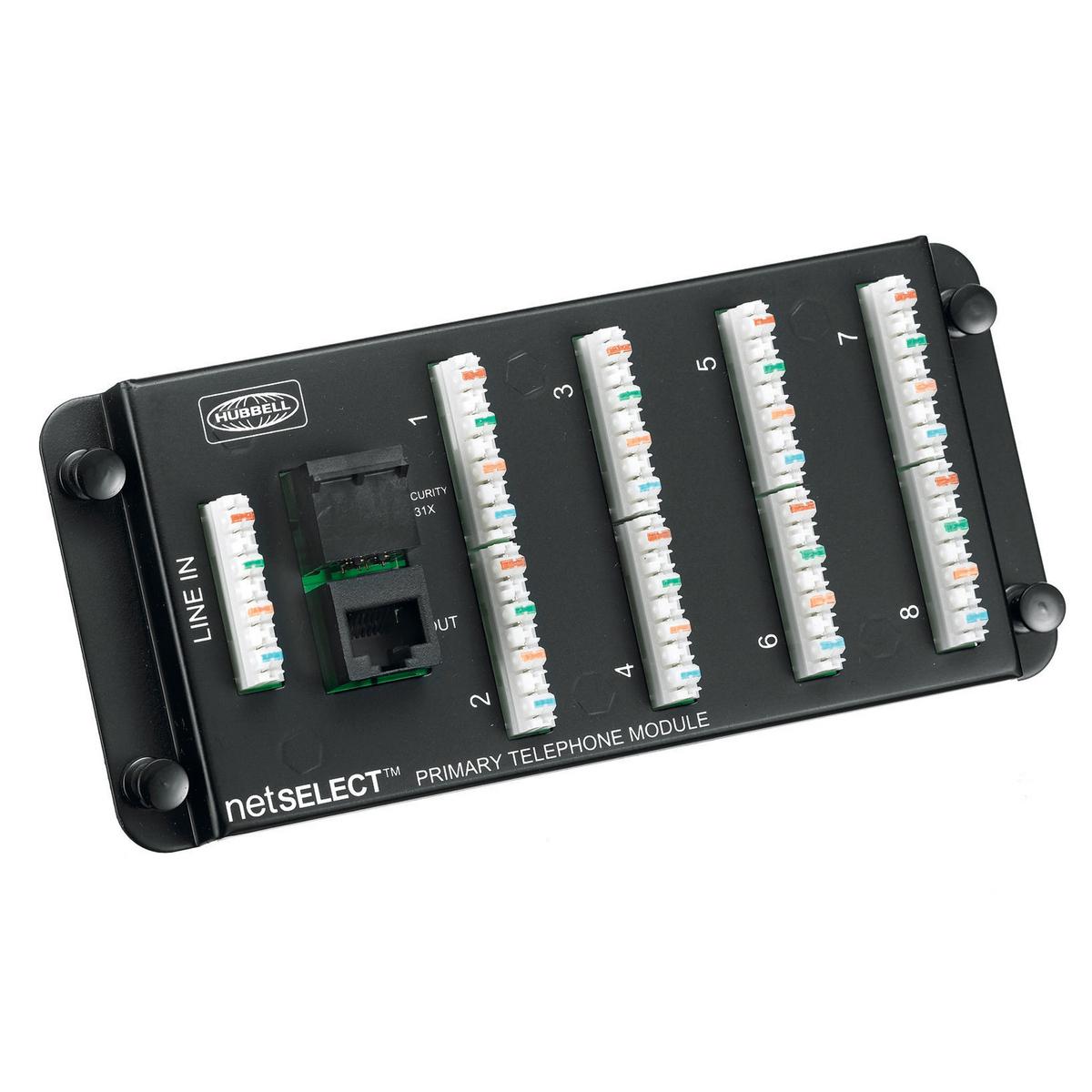 Hubbell Wiring Device-Kellems netSELECT® NSOPTM8 8-Port Primary Standard Telephone Module, RJ45 Connection
