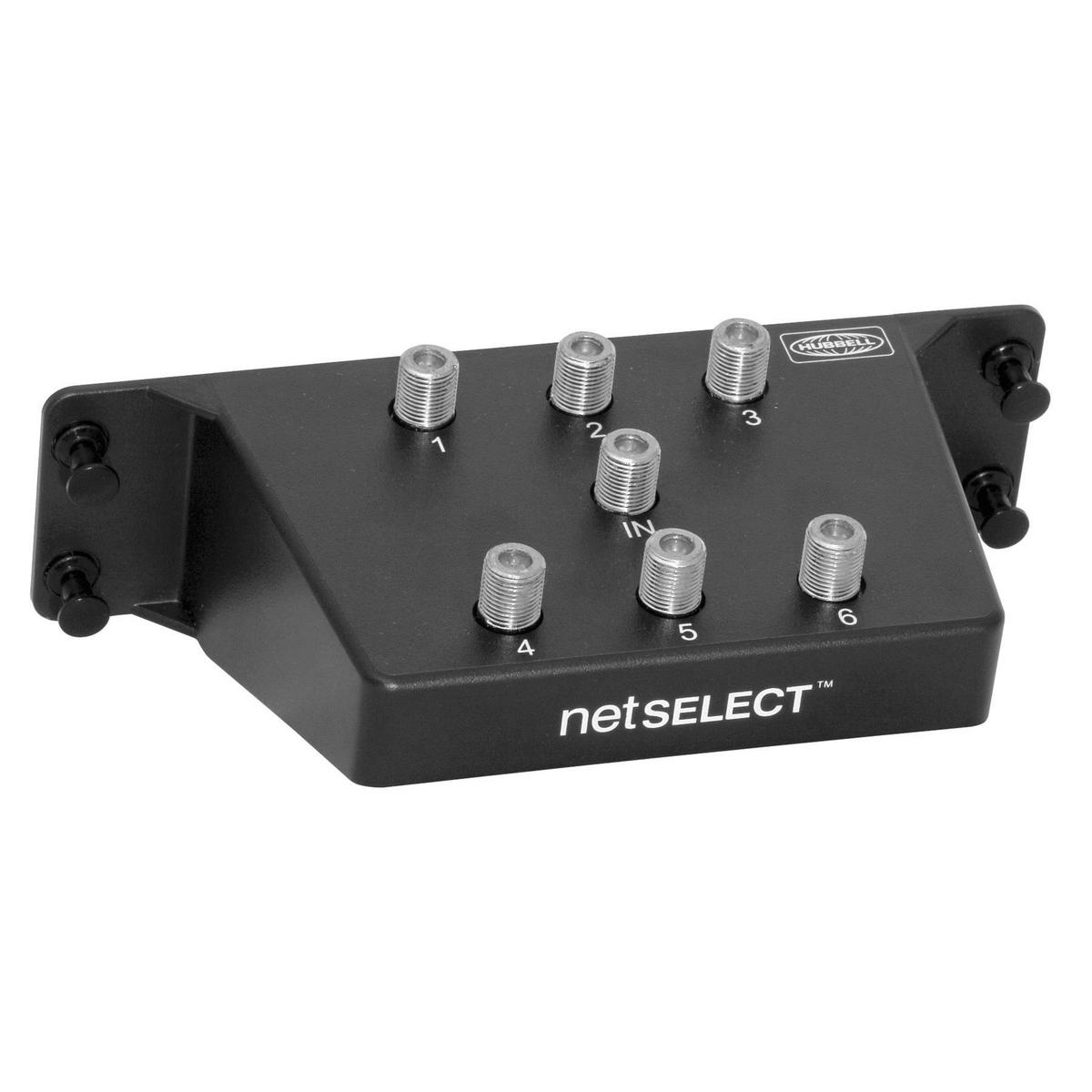 Hubbell Wiring Device-Kellems netSELECT® NSOVM62G 6-Way Enhanced Capability Standard Splitter Module, 6.47 in W x 3.2 in D x 2.09 in H, Coaxial Cable, Plug-In/1 In/8 Out Connection, Black