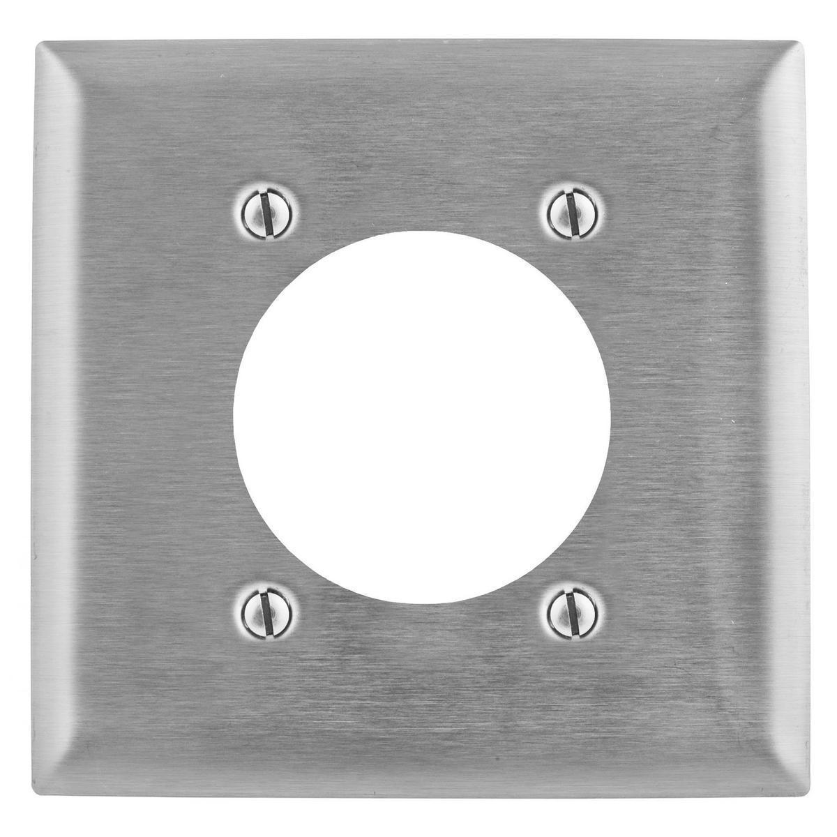 Hubbell Wiring Device-Kellems SS701 Standard Single Receptacle Wall Plate, 2 Gangs, Stainless Steel, Metallic