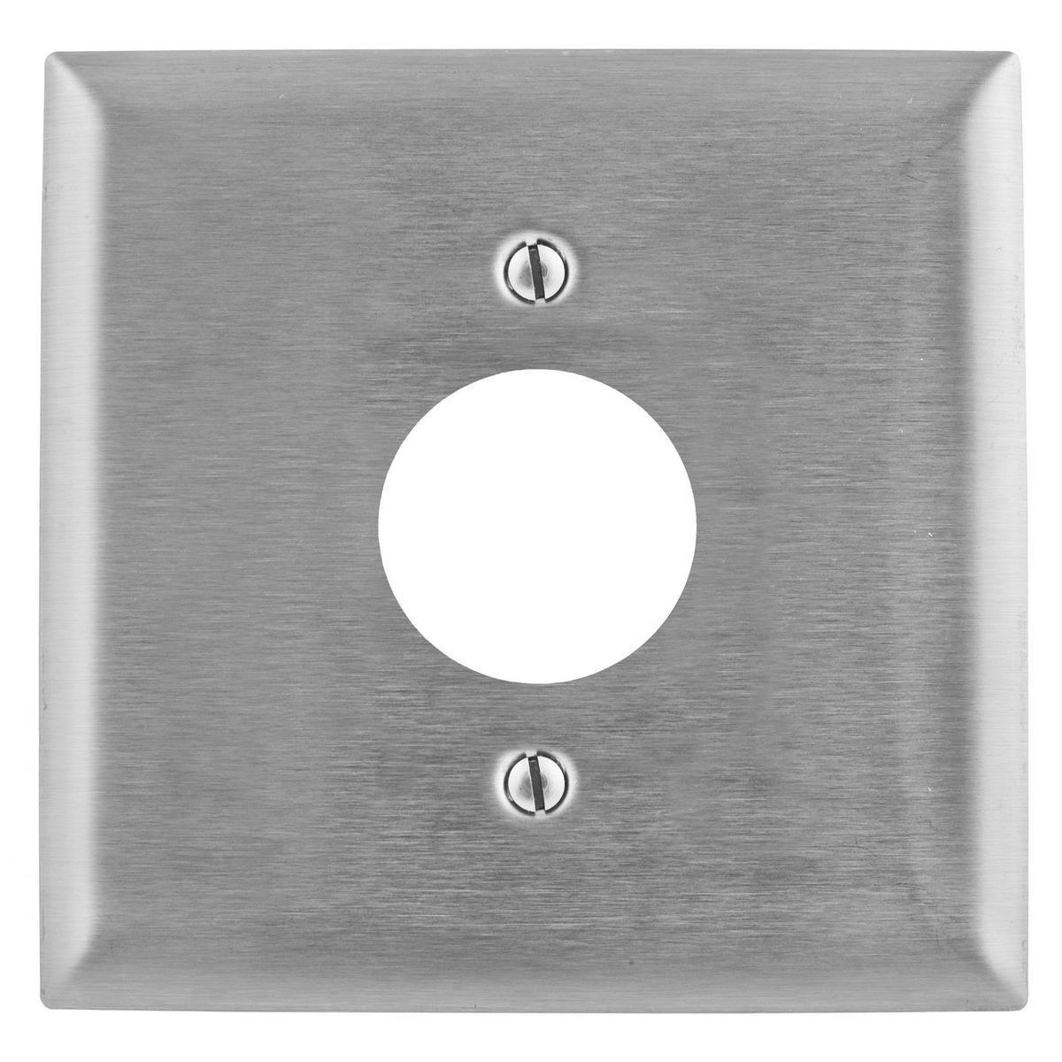 Hubbell Wiring Device-Kellems SS749 Standard Receptacle Wall Plate, 2 Gangs, 4.6 in W x 4.5 in H, 302/304 Stainless Steel, Metallic