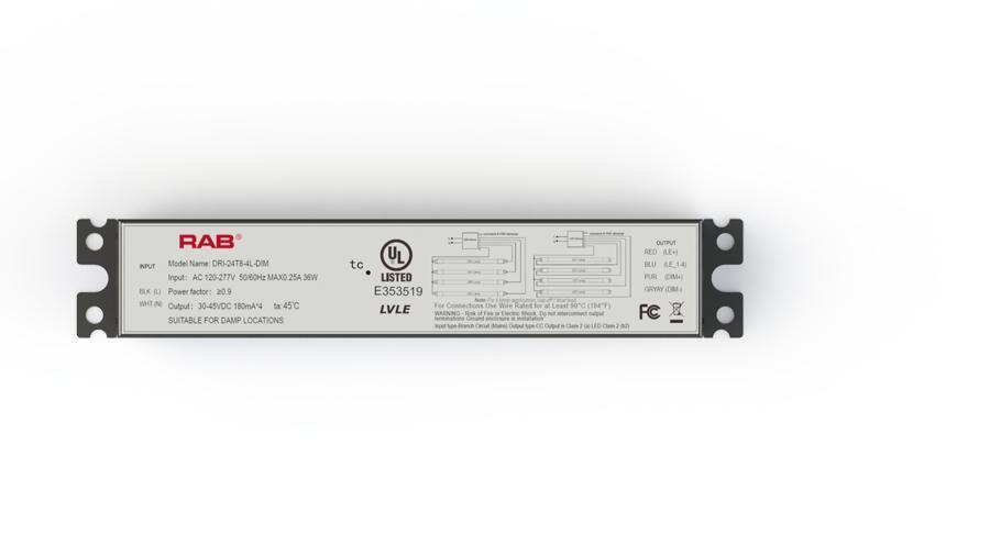 RAB Lighting DRI-24T8-4L-DIM LED Drivers