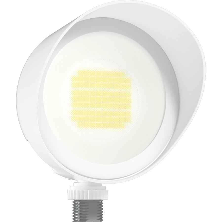 RAB Lighting BULLET12W Bullet Floodlight Fixture With Hood, Lens, (1) LED Lamp, 13 W Fixture, 120/277 V AC, White Housing