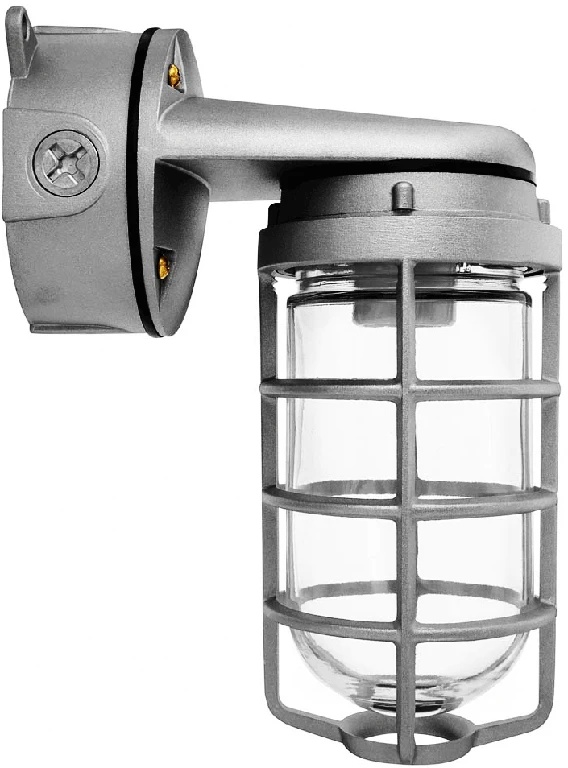 RAB Lighting VXBR100DG VX Series HID Outdoor Vaporproof Light Fixture,) A-19 Incandescent Lamp, 120/208/240/277 V AC, Natural Housing