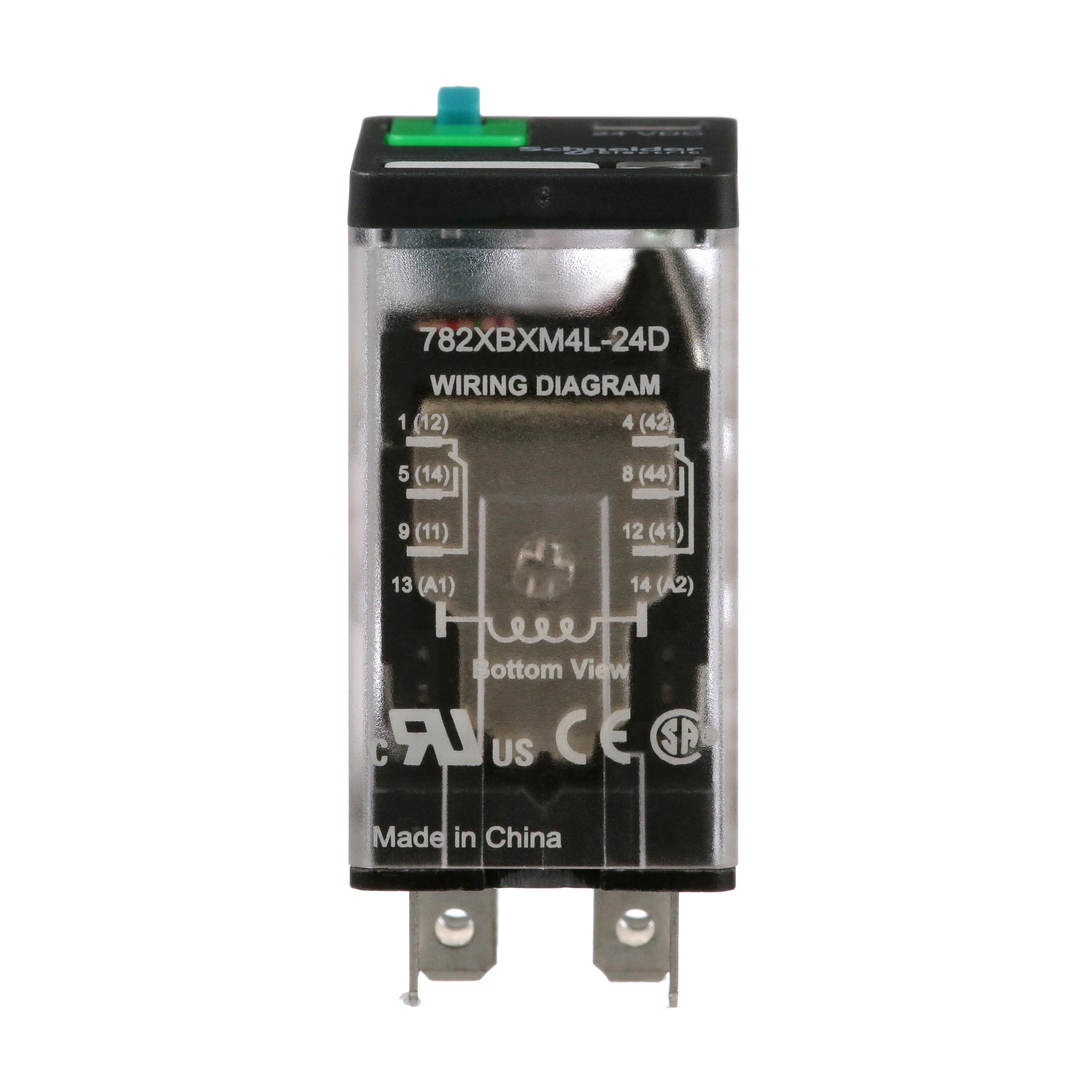 Schneider Electric 782XBXM4L-24D Legacy Ice Cube, 15 A, 2 Form C DPDT contact, 24 V DC v coil