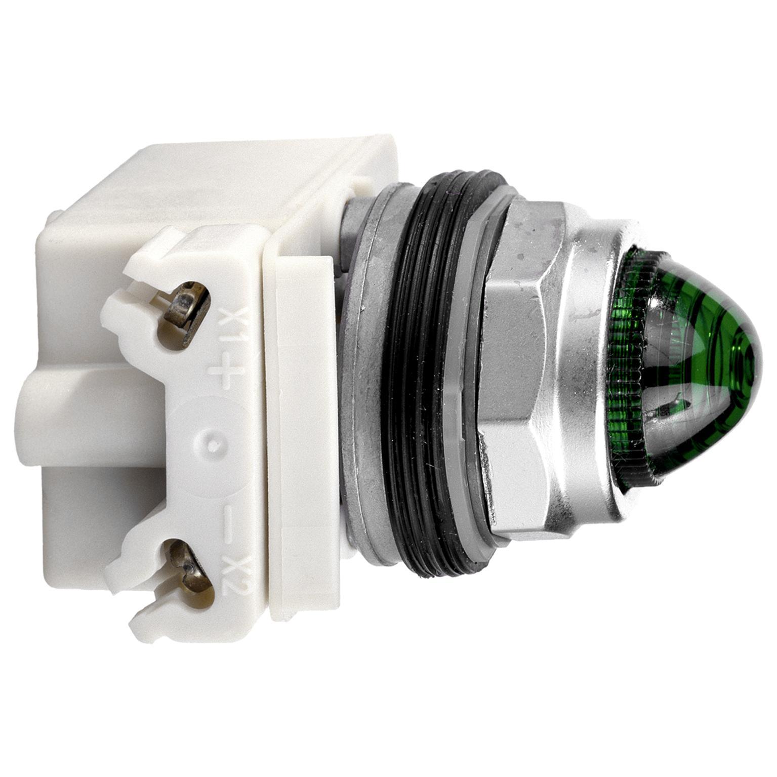 Schneider Electric Harmony™ Square D™ 9001KP35LGG9 Type K Pilot Light, 24 V AC/28 V DC, 10 A, Domed Lens, Panel Mount