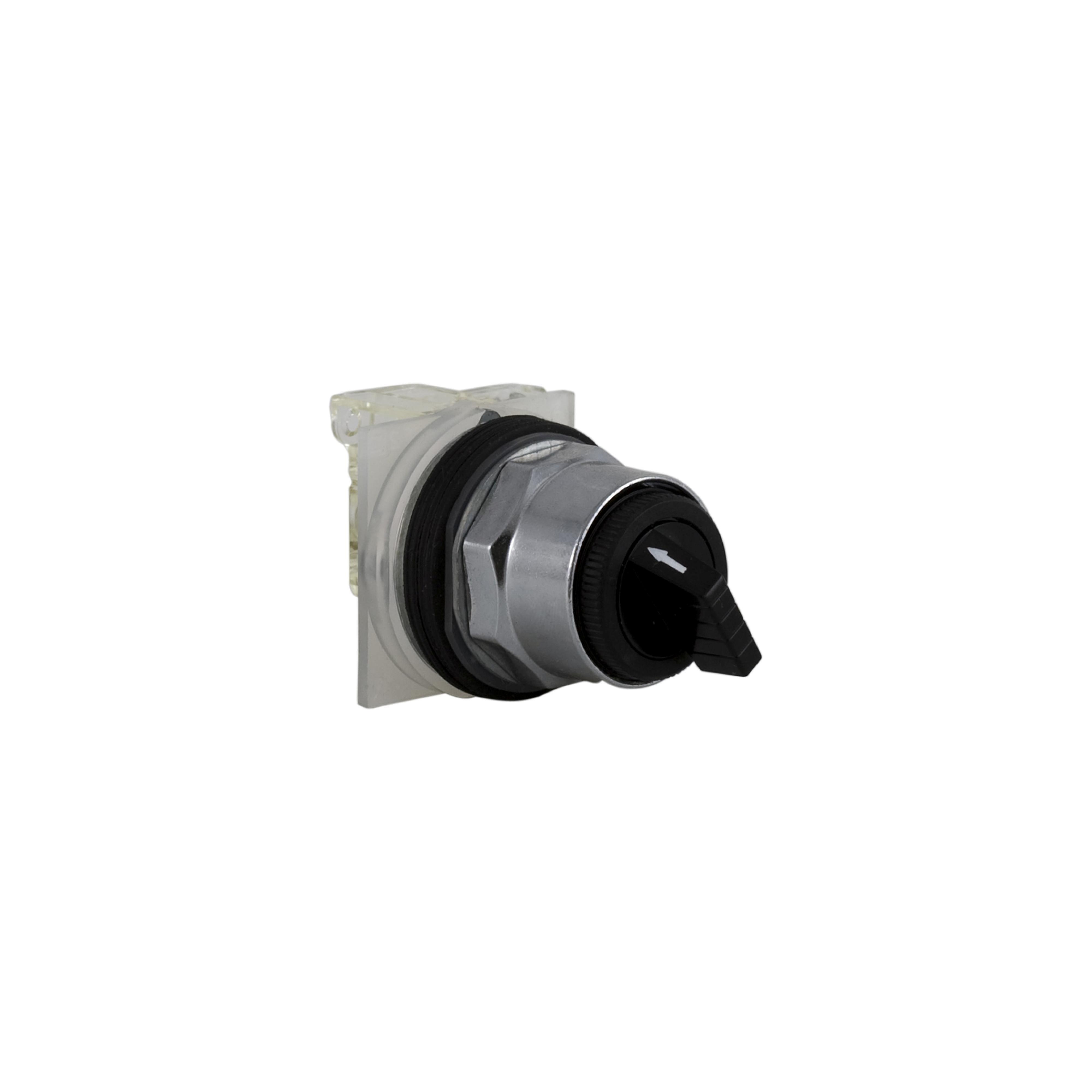 Schneider Electric Harmony™ 9001KS11BH1 Heavy Duty Non-Illuminated Type K Selector Switch, 1.18 in, 1NO-1NC Contact, Slow Break Contact, Knob Operator, Black