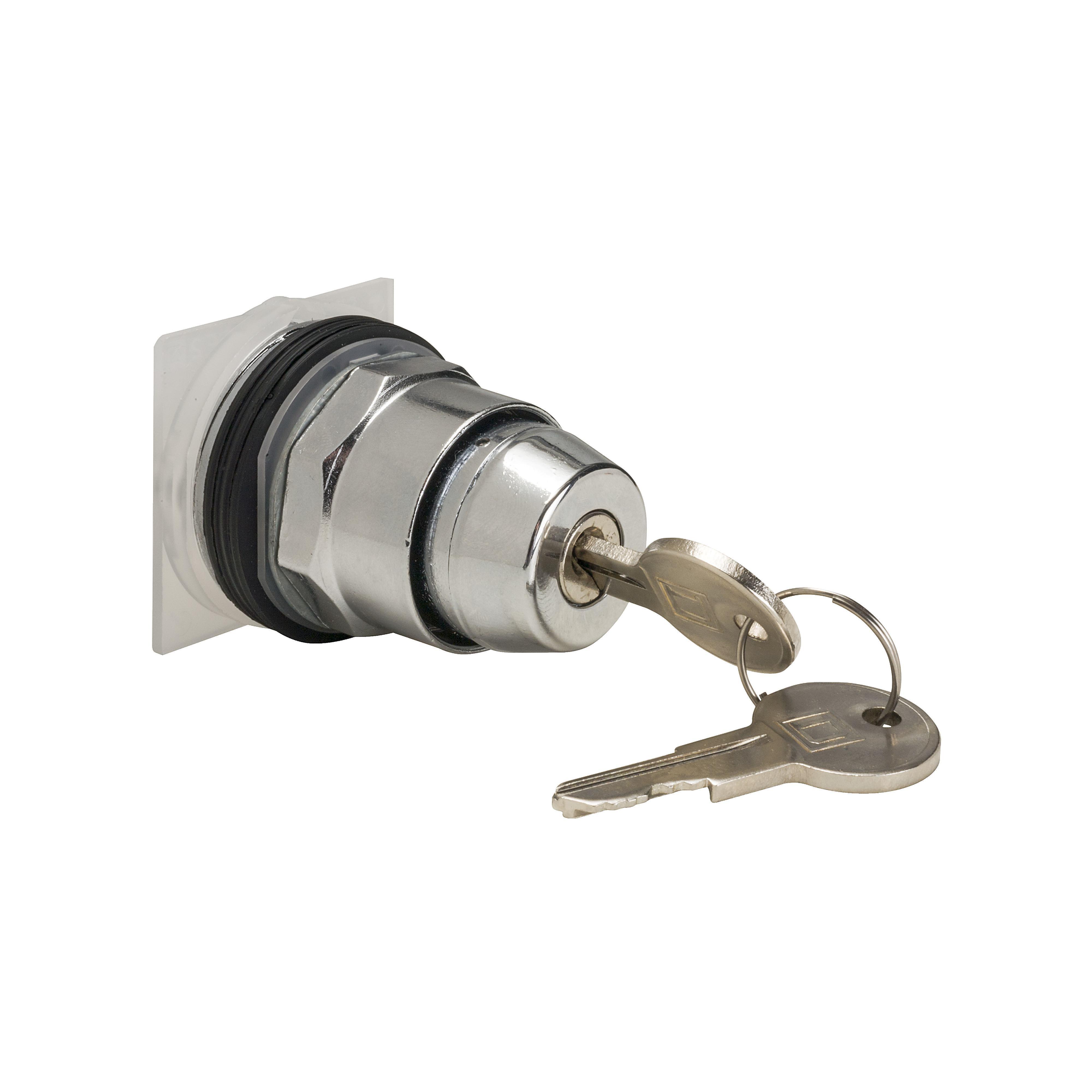 Schneider Electric Harmony™ 9001KS34K1 Non-Illuminated Round Type K Selector Switch Operator, 1.18 in, Keyed Operator, 2 Positions, Black