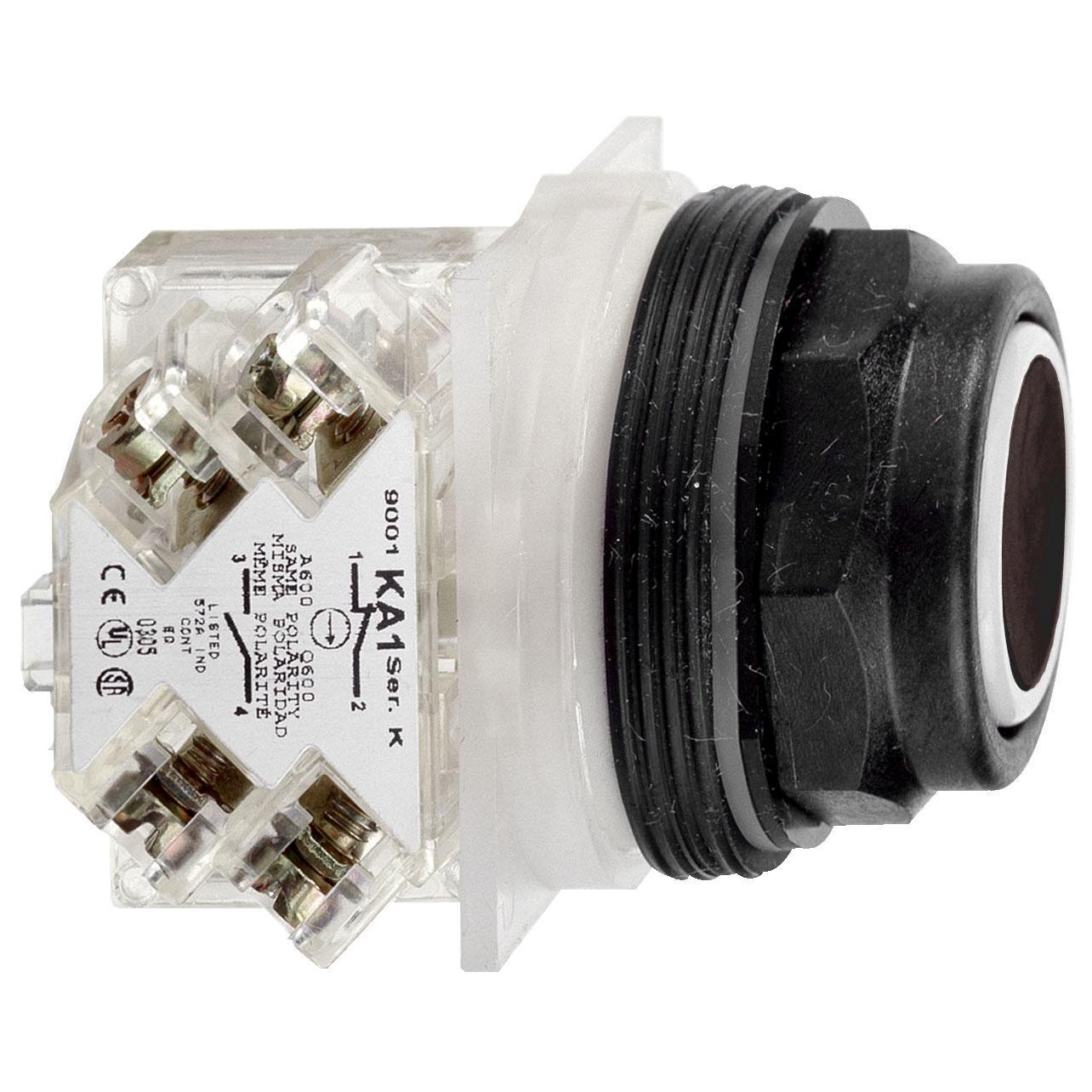 Schneider Electric 9001SKR1BH5 9001SK Round Pushbutton, 30 mm, 1NO Contact, Black
