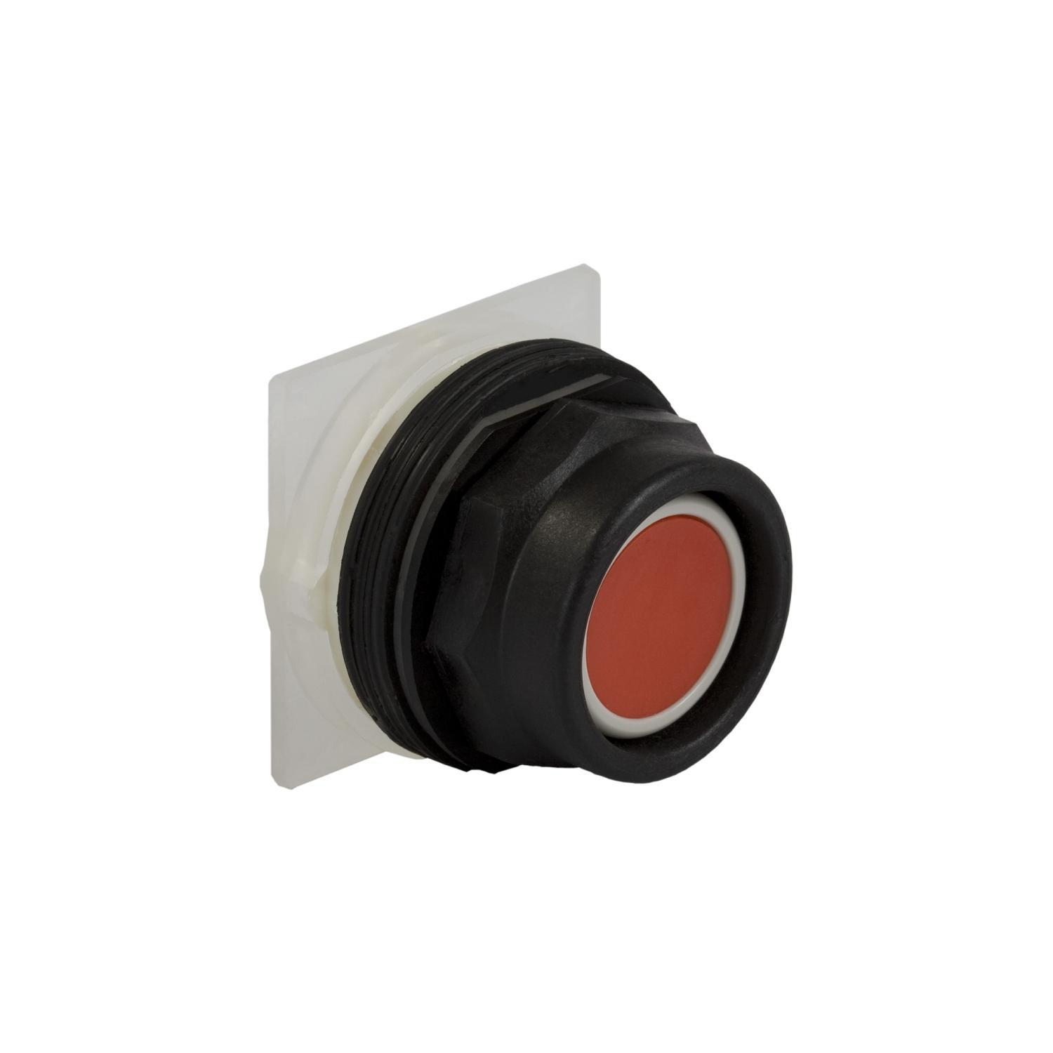 Schneider Electric Square D™ Harmony™ 9001SKR1R Heavy Duty Non-Illuminated Octagonal Type SK Unmarked Pushbutton Operator With Full Guard, 1.18 in, 2 Positions, Black/Red
