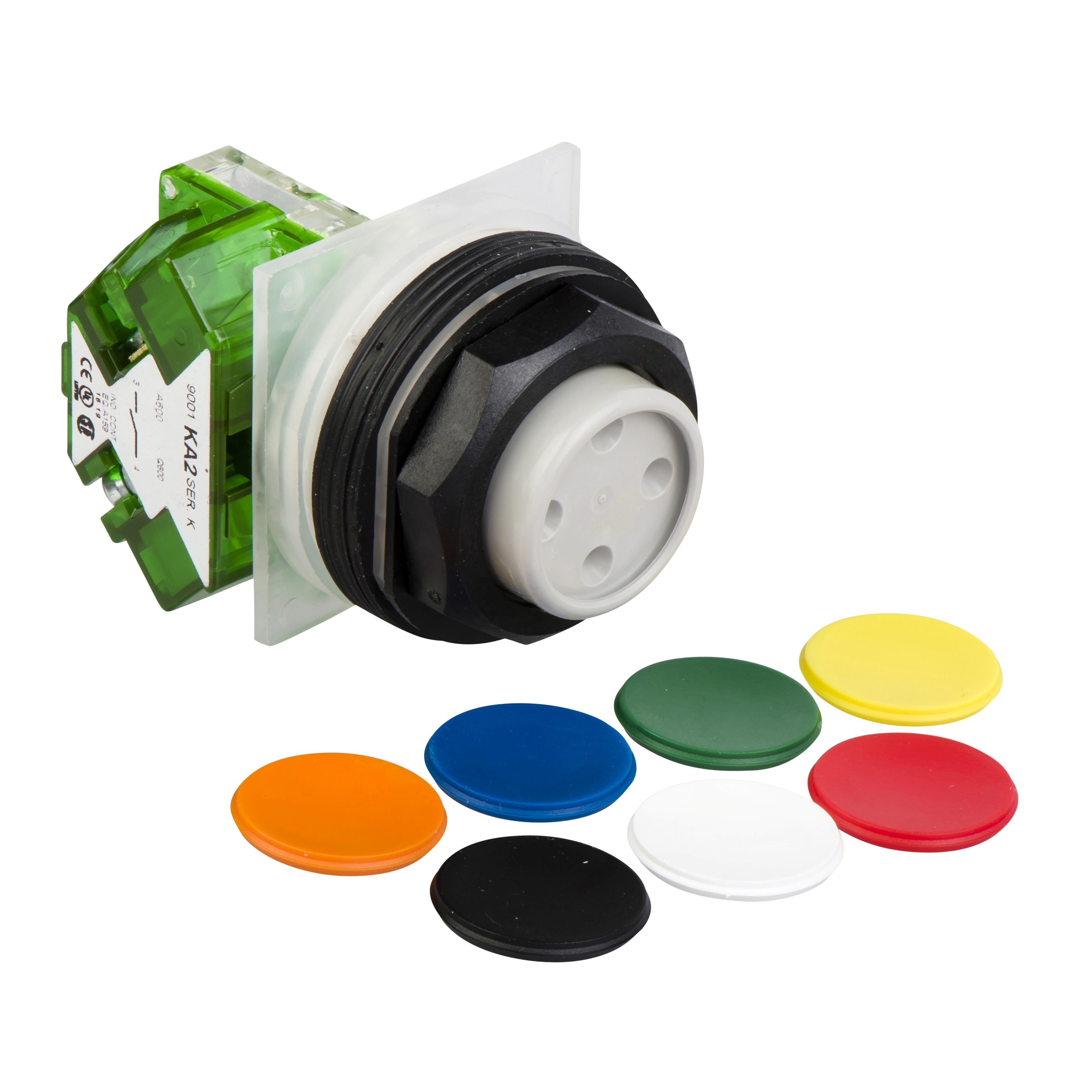 Schneider Electric Harmony™ Square D™ 9001SKR3UH5 Type SK Corrosion-Resistant Dusttight/Oiltight/Watertight Mechanically Interlocked Non-Illuminated Pushbutton, 30 mm, 1NO Contact, Slow Break Contact