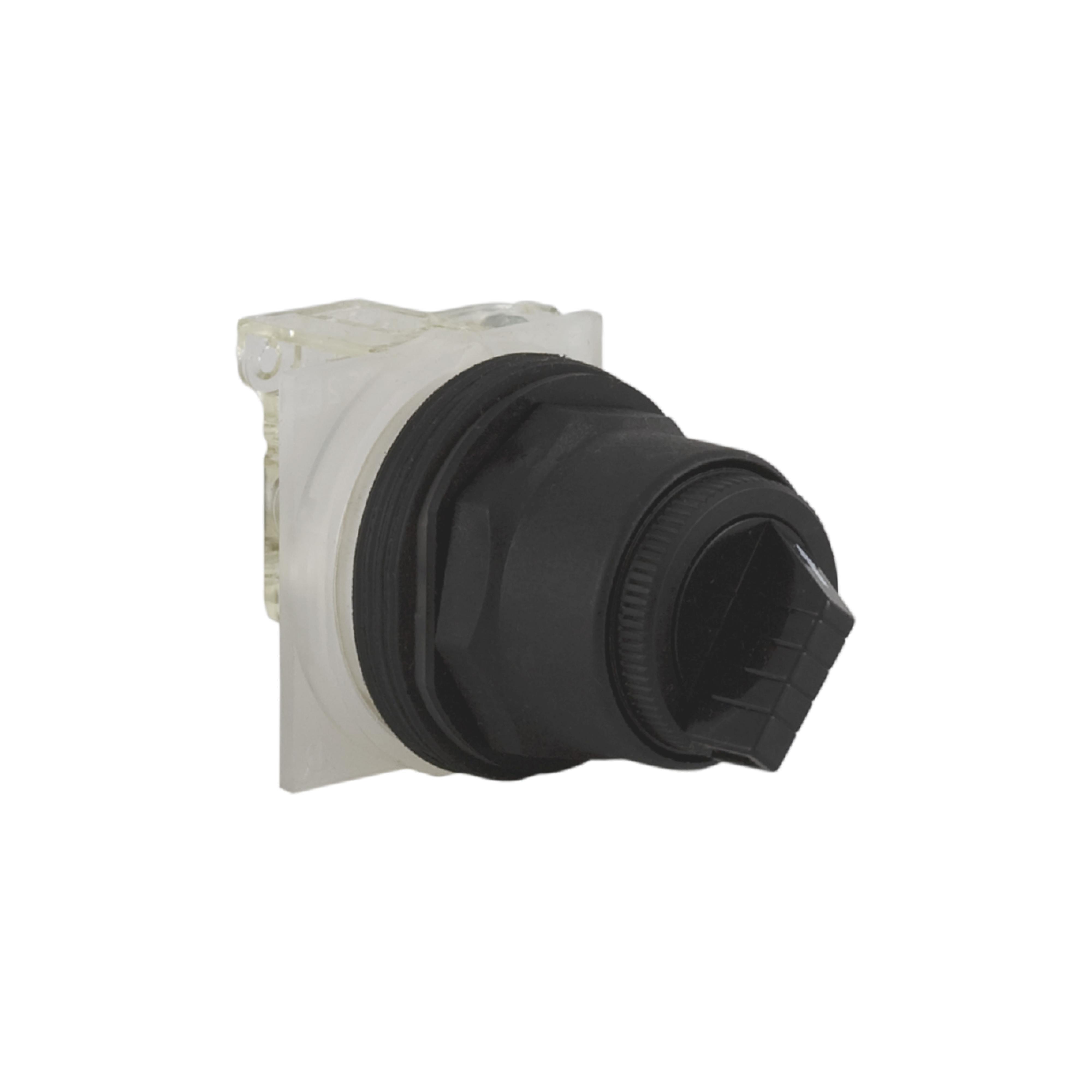 Schneider Electric Harmony™ 9001SKS11BH1 Heavy Duty Non-Illuminated Round Type SK Selector Switch, 1.18 in, 1NO-1NC Contact, Slow Break Contact, Knob Operator, Black
