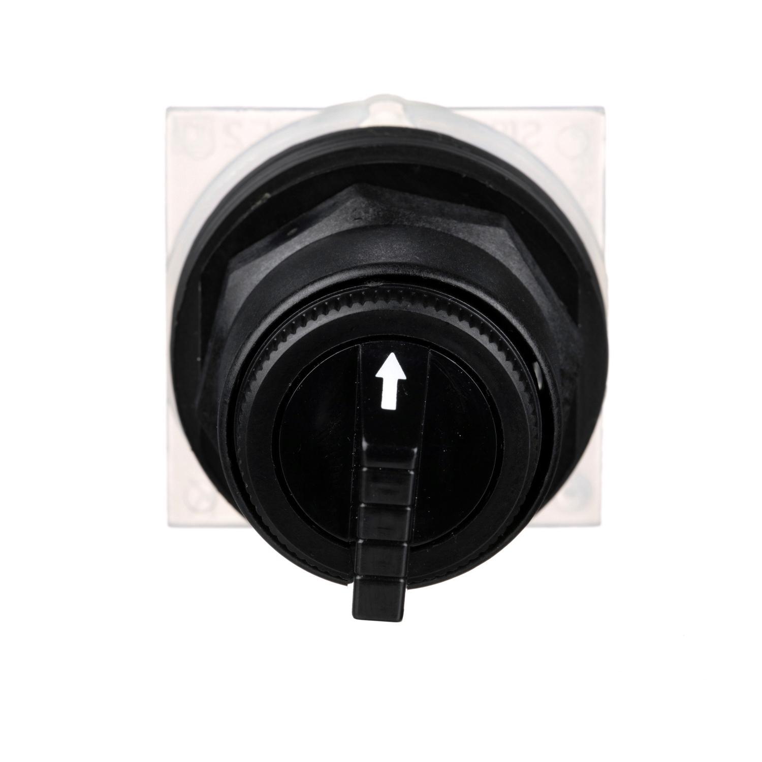 Schneider Electric Harmony™ 9001SKS43B Heavy Duty Non-Illuminated Selector Switch Operator, 30 mm, Knob Operator, 3 Positions, Black