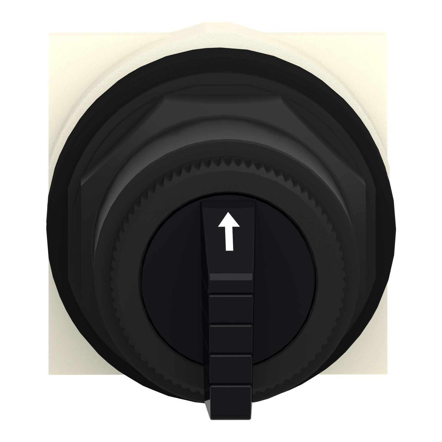 Schneider Electric Harmony™ 9001SKS46B Heavy Duty Non-Illuminated Round Type SK Selector Switch Operator, 30 mm, Knob Operator, 3 Positions, Black