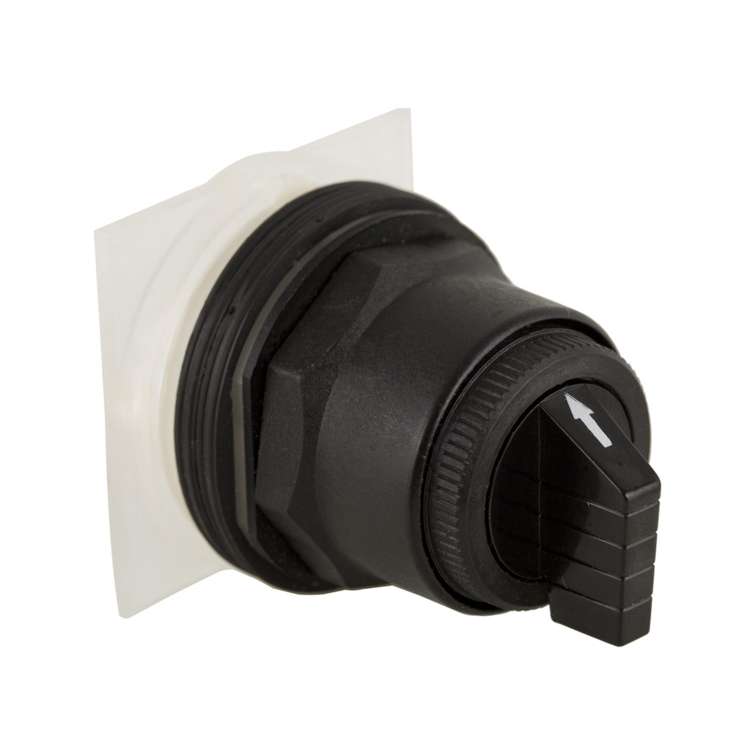 Schneider Electric Harmony™ 9001SKS53B Type K Non-Illuminated Round Selector Switch Operator, 30 mm, Knob Operator, 3 Positions, Black