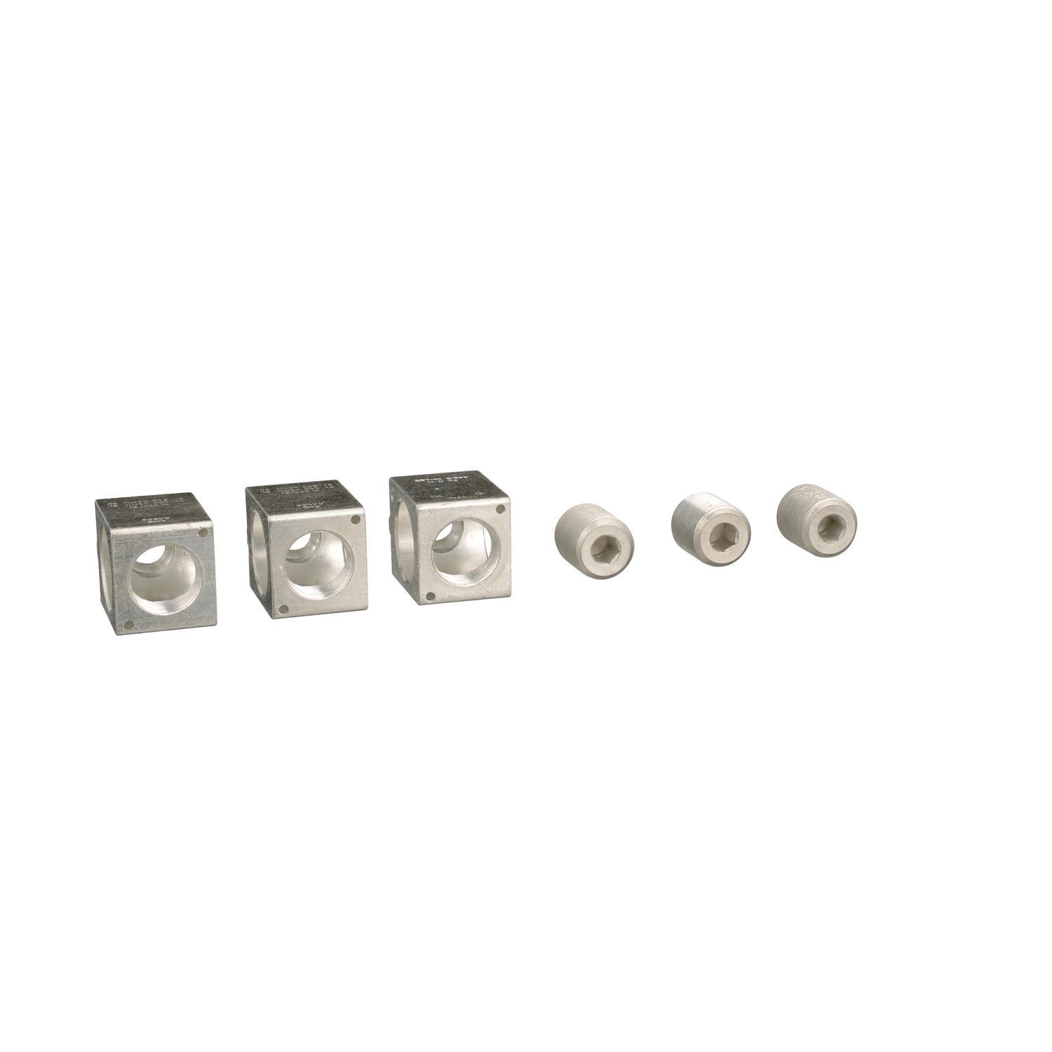 Schneider Electric AL400L61K3 Mechanical Lug Kit, 2 AWG to 500 kcmil, Threaded Mount, For Use With PowerPact™ L-Frame Circuit Breaker