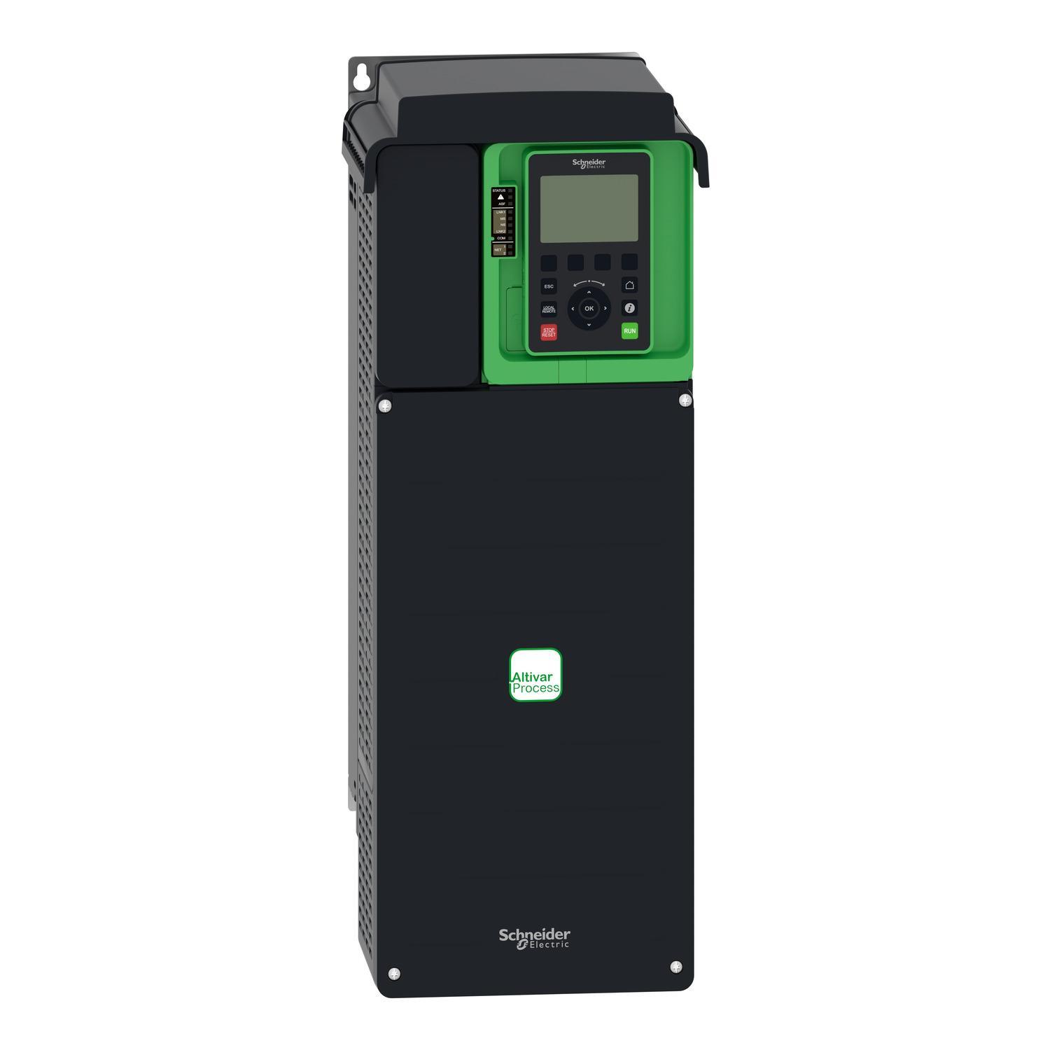 Schneider Electric ATV930D11M3 Altivar™ 3-Phase Variable Speed Drive, 200 to 240 V, 39.3 A 200 V/32.9 A at 240 V Normal Duty, 27.2 A at 200 V/23.1 A at 240 V Heavy Duty, 15 hp Normal Duty, 10 hp Heavy Duty, 8.31 in W x 9.25 in D