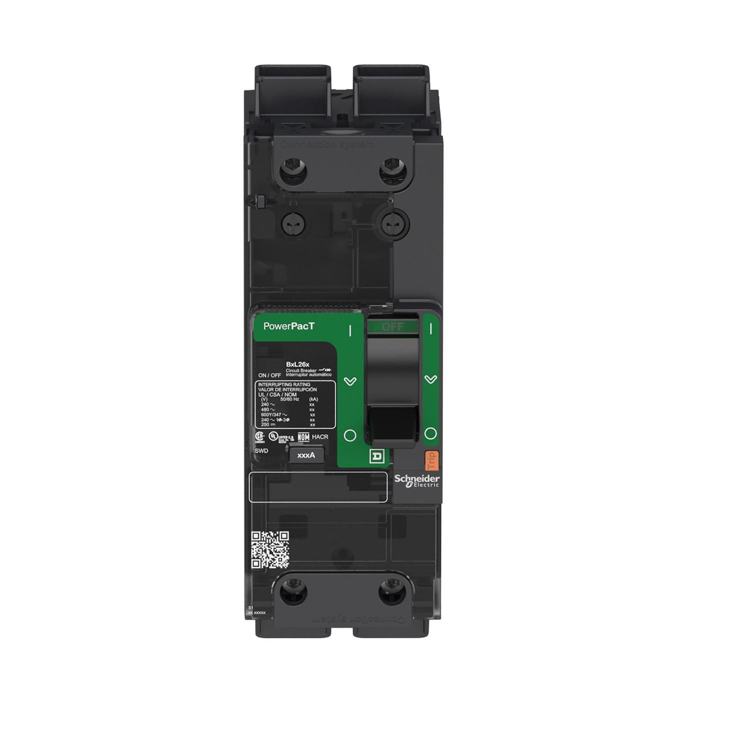 Schneider Electric PowerPact™ EverLink BDL26125 Molded Case Circuit Breaker, 347/600Y V AC, 125 A, 14/18/25 kA Interrupt, 2 Poles, Thermal Magnetic Trip