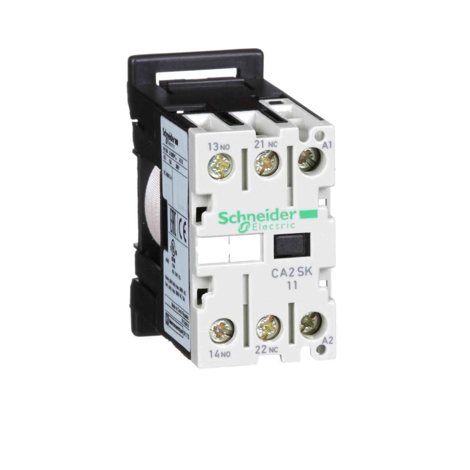 Schneider Electric Square D™ TeSys™ CA2SK11G7 SK Series Control Relay, 10 A, 1NO-1NC 1 Form A/1 Form B Contact, 120 V AC V Coil