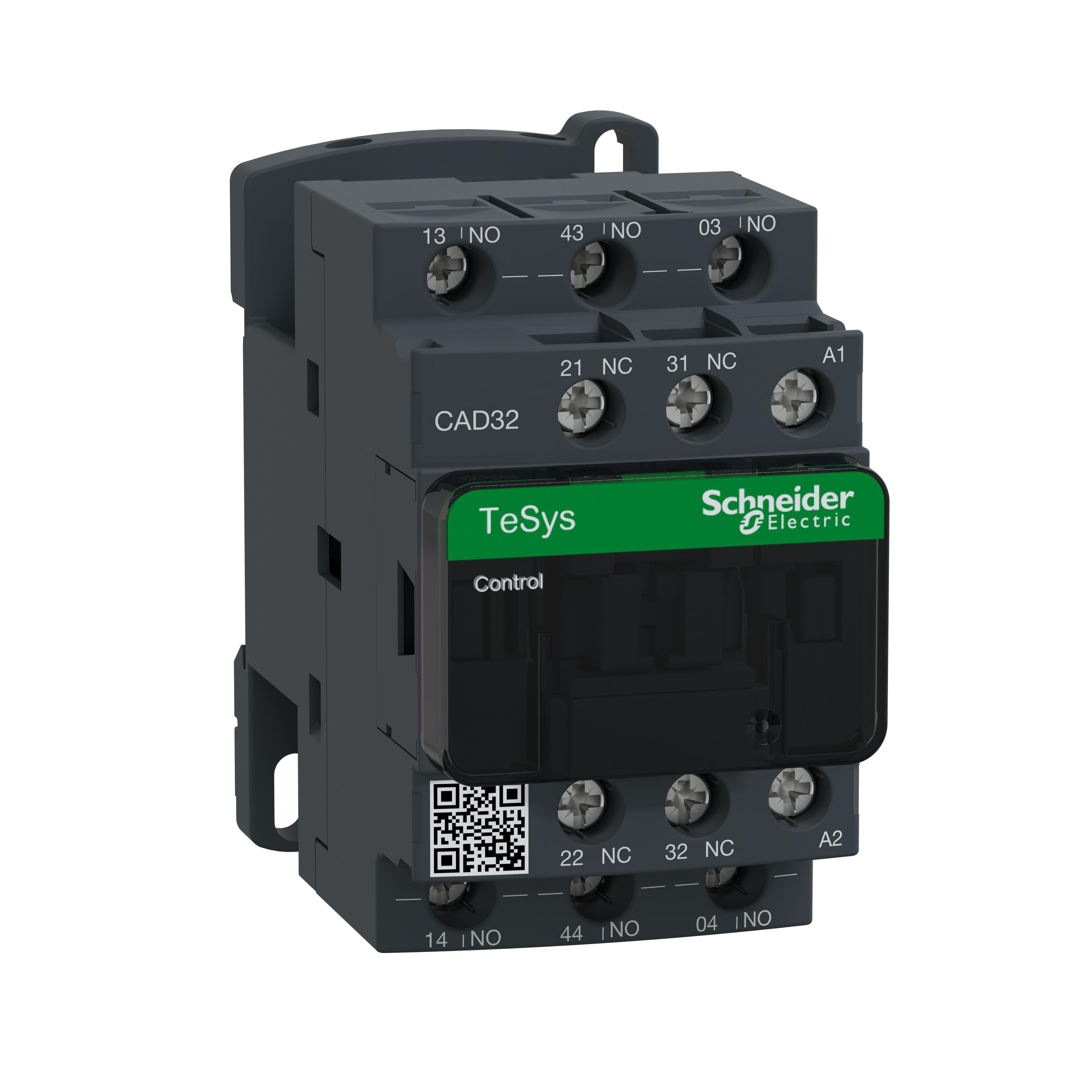 Schneider Electric Square D™ TeSys™ CAD32F7 D Series Coil Standard Control Relay, 10 A, 3NO-2NC 3 Form A/2 Form B Contact, 110 V AC V Coil