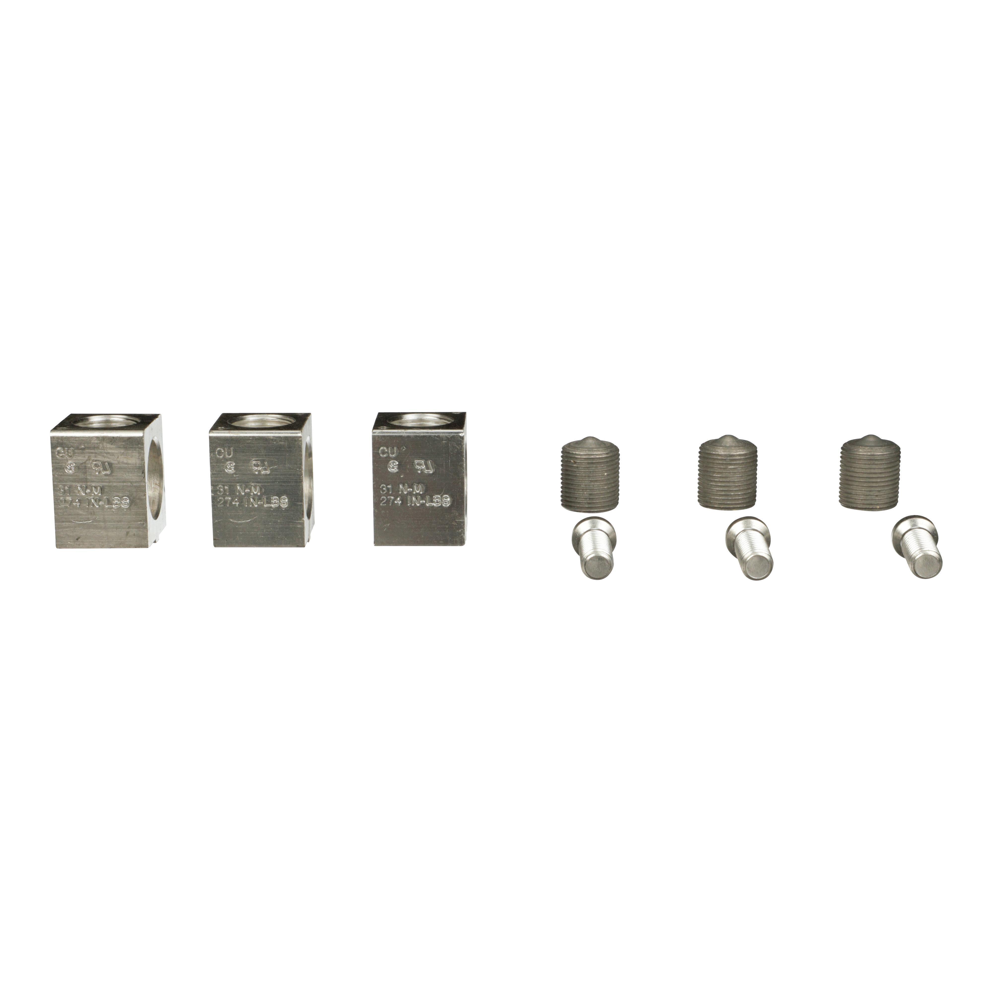 Schneider Electric CU400L61K3 Mechanical Lug Kit, 2 AWG to 600 kcmil, For Use With PowerPact™ Compact™ H, J Molded Case Circuit Breaker