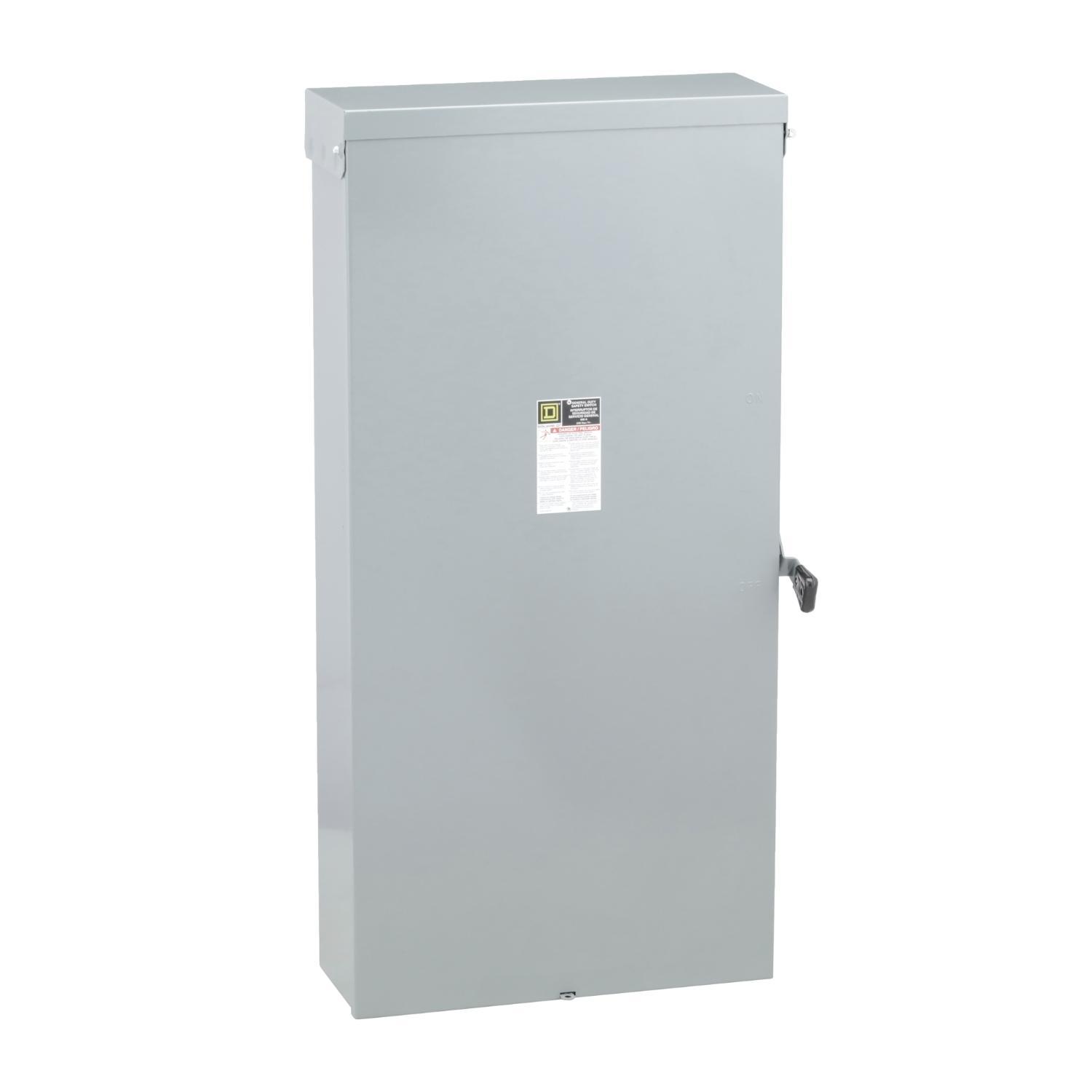 Square D™ D326NR E1 Series Fusible General Duty Iceproof Rainproof Sleetproof Safety Switch With Factory Installed Neutral, 240 V AC, 600 A, 75 to 150 hp, 3PST Contact, 3 Poles