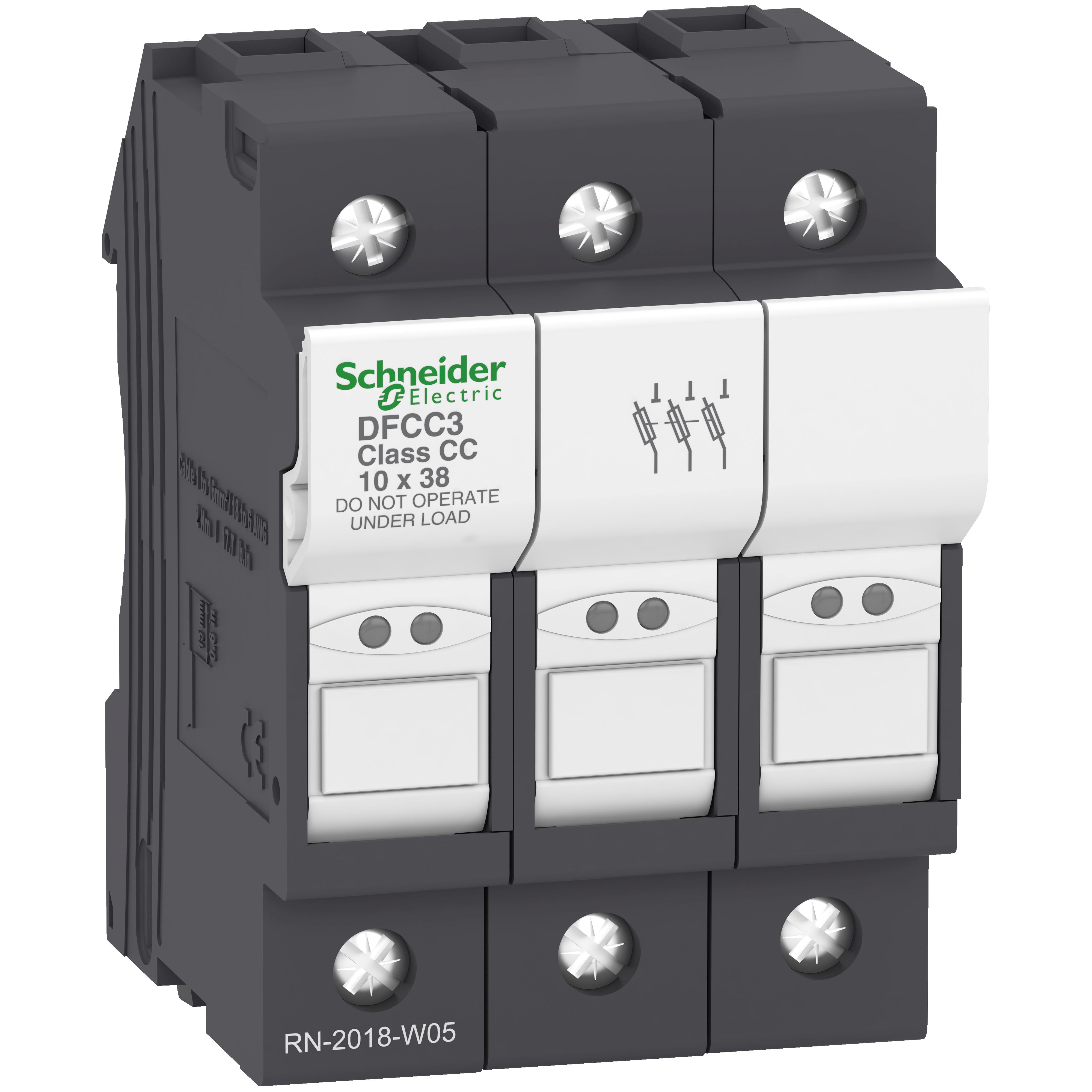Schneider Electric Square D™ TeSys™ DF DFCC3 Fuse Holder, 600 V AC, 30 A, 16 to 10 AWG Wire, 3 Poles