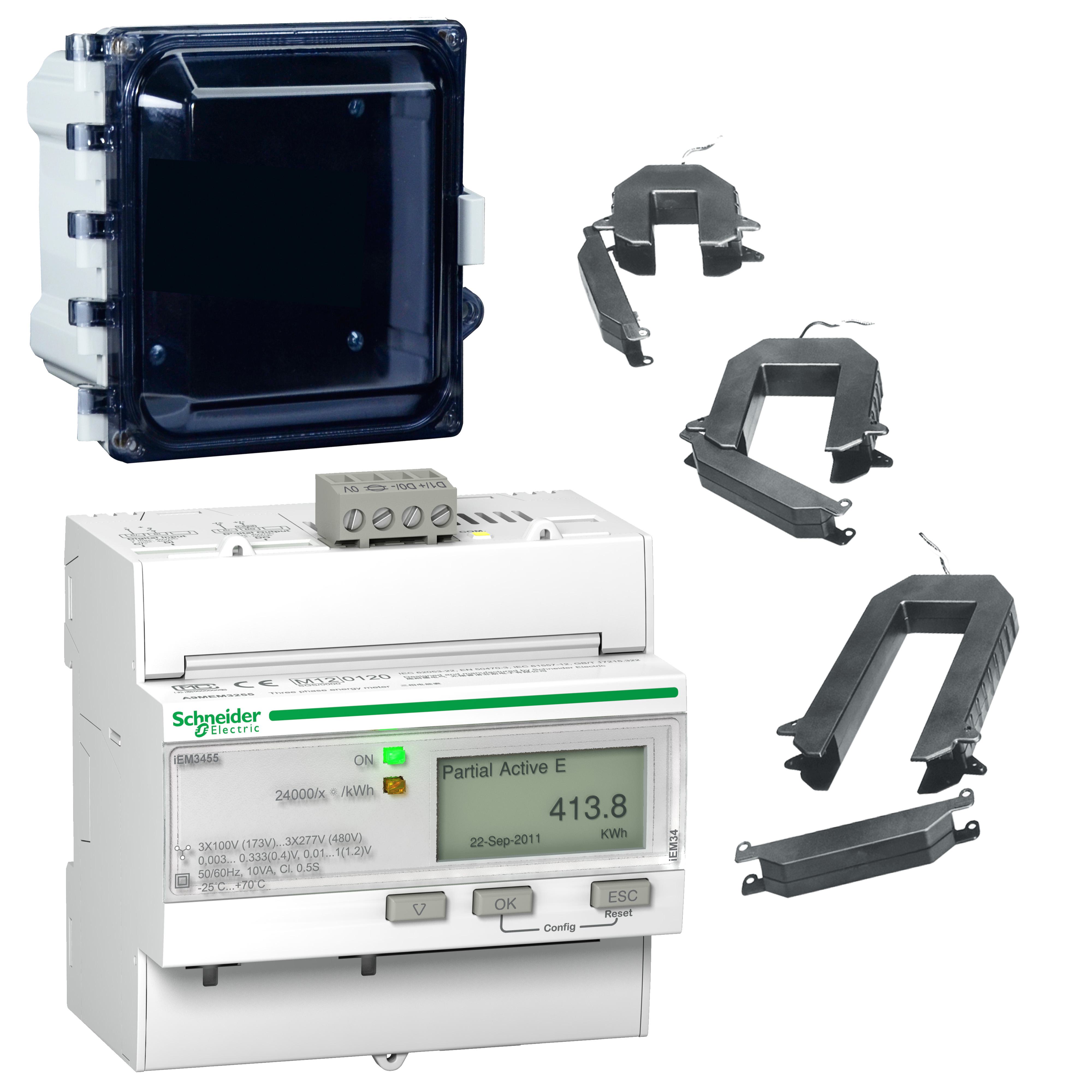 Schneider Electric Square D™ EMKA934553L001014X Electronic Energy Meter Kit, 100 A, LCD Display