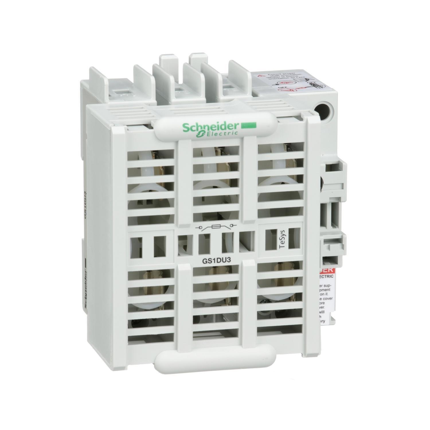Schneider Electric Square D™ TeSys™ GS1DU3 Compact Fusible Disconnect Switch With Terminal Cover, 600 V AC, 30 A, 20 hp, 3NO 3 Form A Contact, 3 Poles