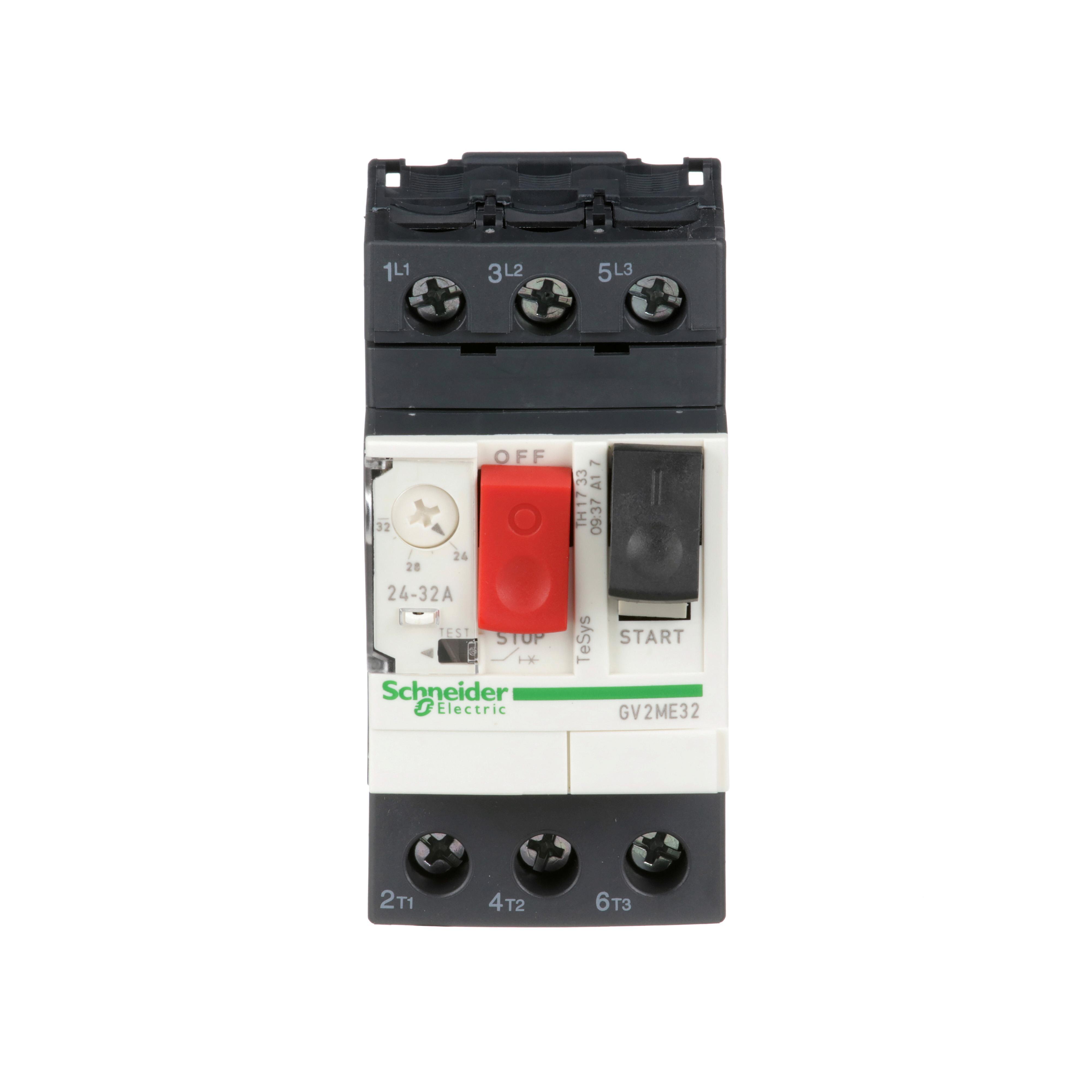Schneider Electric GV2ME32 GV2 Type GV2ME Non-Reversing Manual Motor Starter, 3 Poles, IP20 Enclosure
