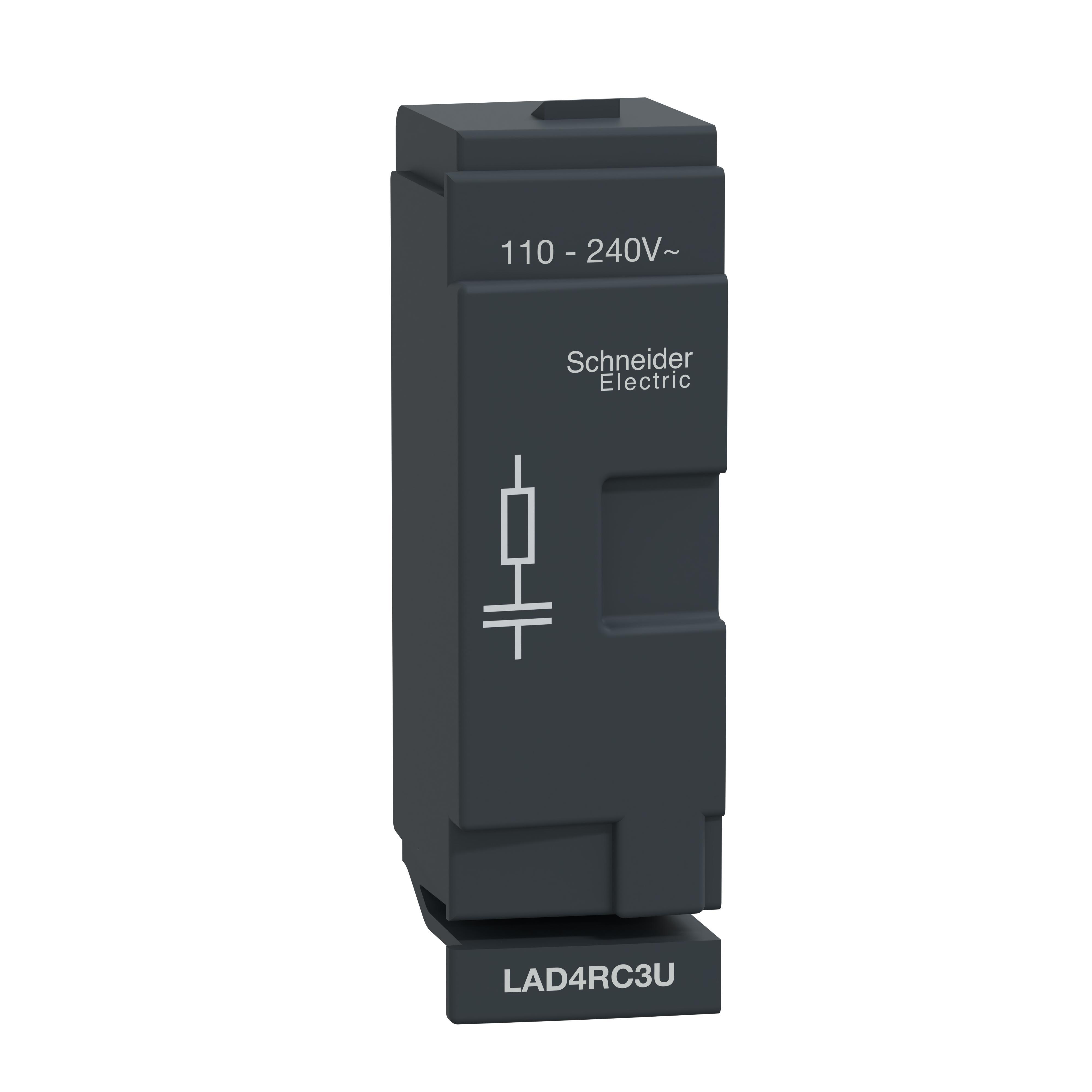 Schneider Electric LAD4RC3U LAD4 Type D RC Circuit Suppressor Module, 110 to 240 V AC, 50/60 Hz, 110 to 240 V AC V Coil