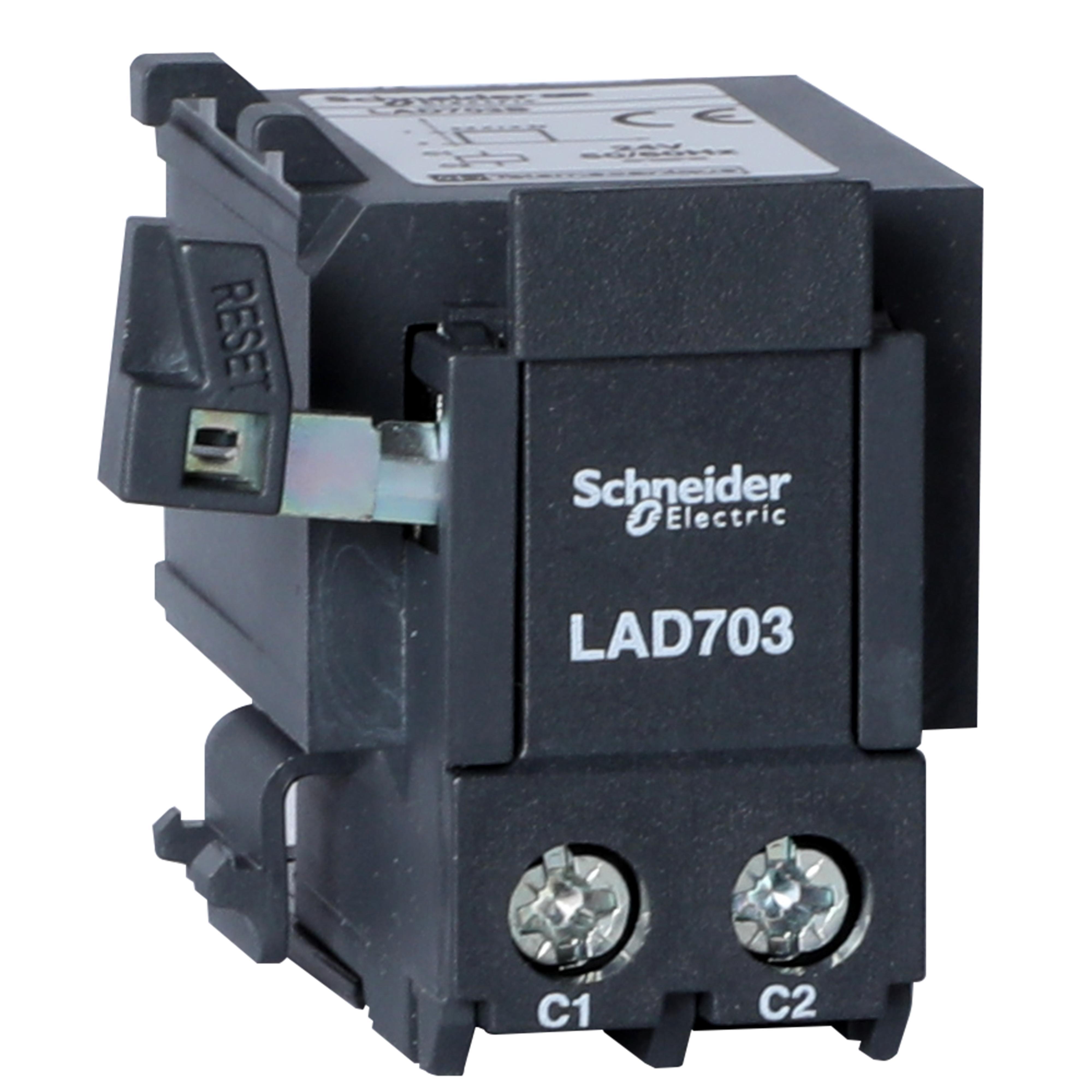 Schneider Electric TeSys® LAD703F Bi-Metallic Remote Electrical Stop Reset Thermal Overload Relay, 110 V AC/DC V Coil