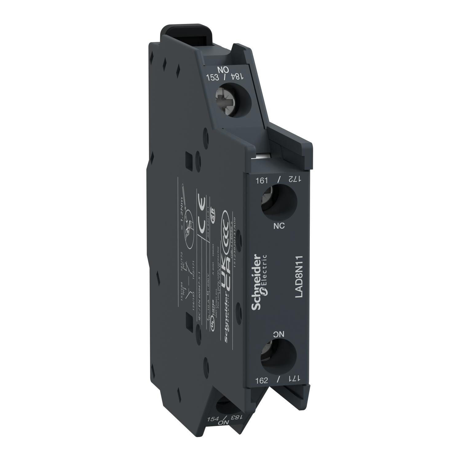Schneider Electric TeSys™ LAD8N11 Instantaneous Auxiliary Contact Block, 690 V AC, 10 A, 2 Contacts
