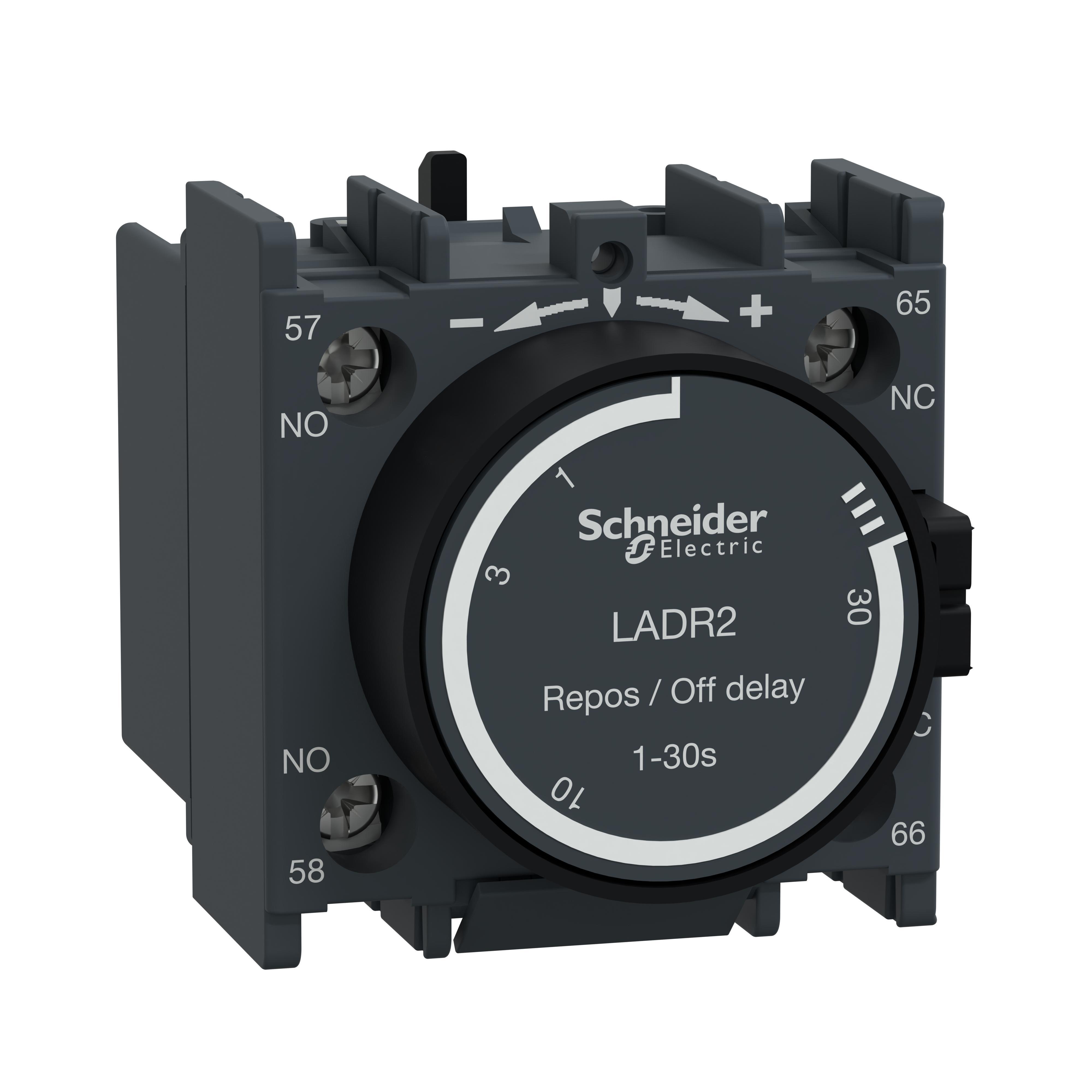 Schneider Electric TeSys™ D LADR2 OFF-Time Delay Auxiliary Contact Block, 690 V AC, 10 A, 1NO-1NC Contacts