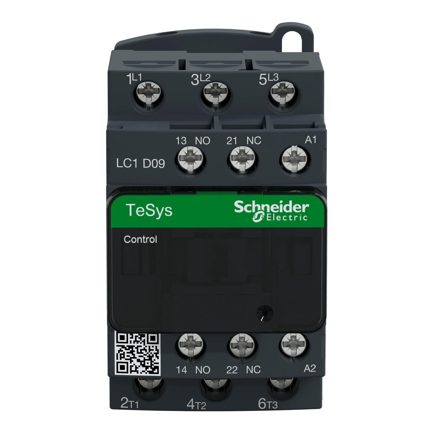 Schneider Electric LC1D09M7 LC1D Direct On-Line Standard IEC Contactor, 220/690 V AC, 300 V DC V Coil, 9/25 A, 3NO Contact, 3 Poles