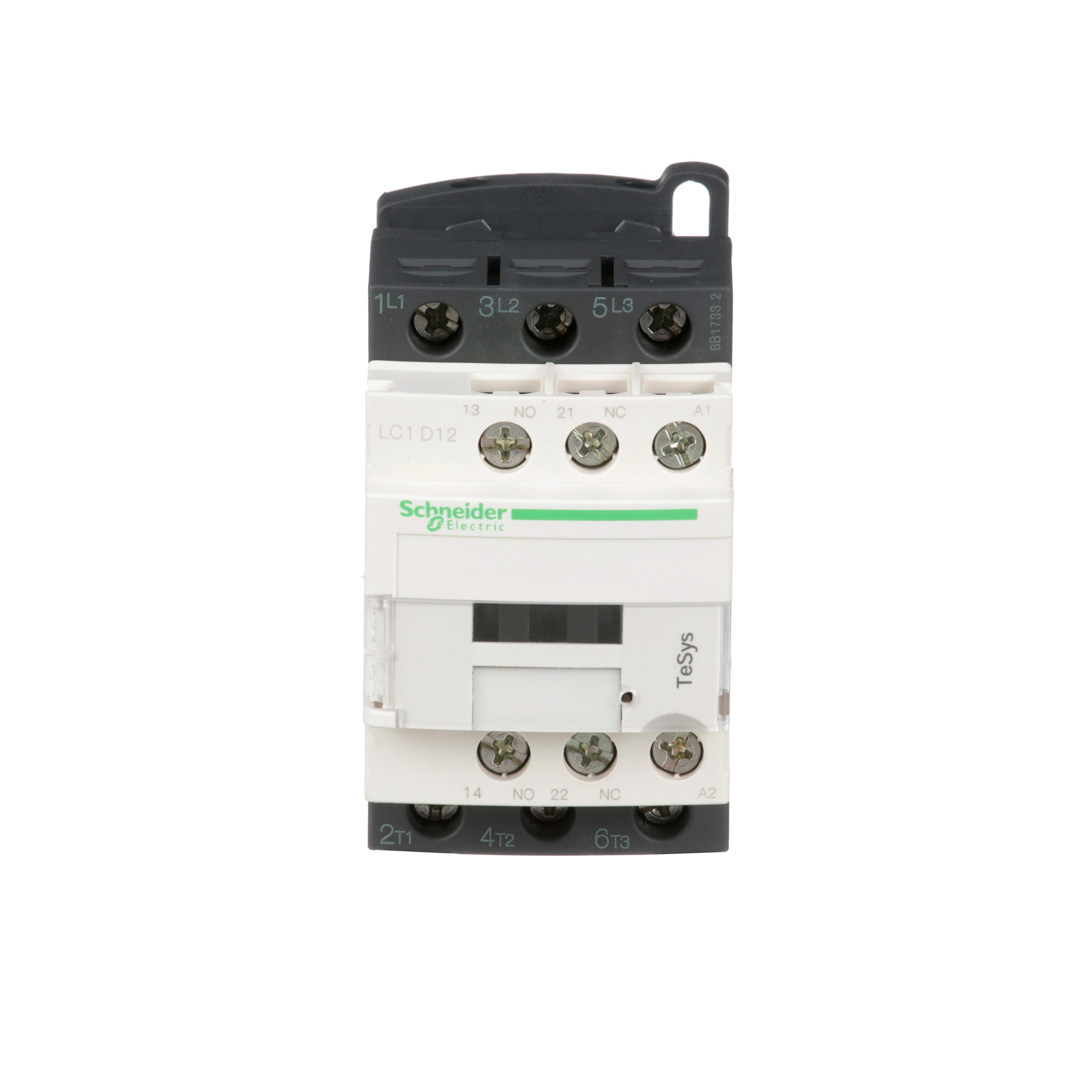Schneider Electric LC1D12B7 LC1D Direct On-Line IEC Contactor, 24/690 V AC, 300 V DC V Coil, 12/25 A, 3NO Contact, 3 Poles