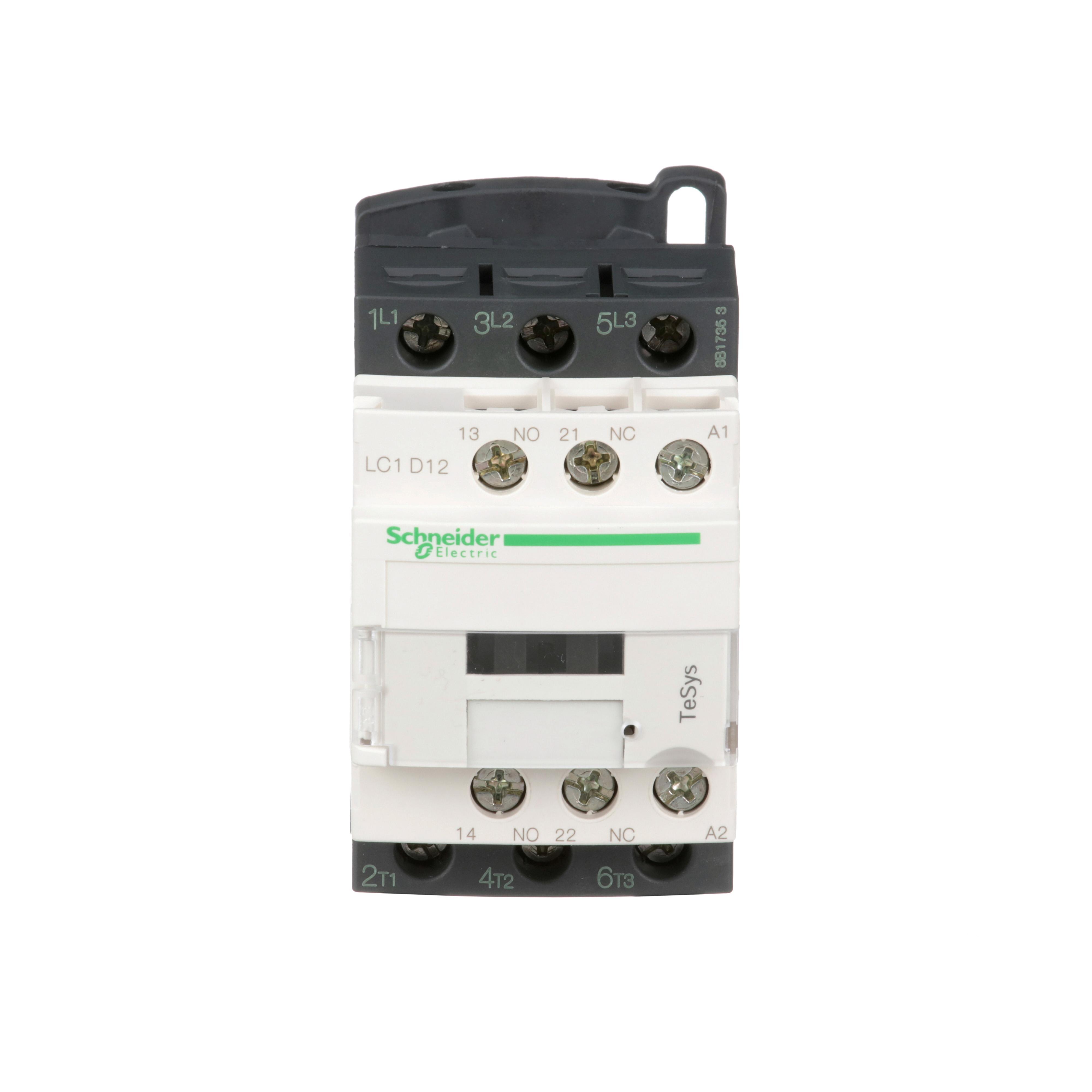 Schneider Electric Square D™ TeSys™ D LC1D12U7 Direct On-Line IEC Contactor With Safety Cover, 240/690 VAC, 300 VDC V Coil, 12/25 A, 3NO Contact, 3 Poles